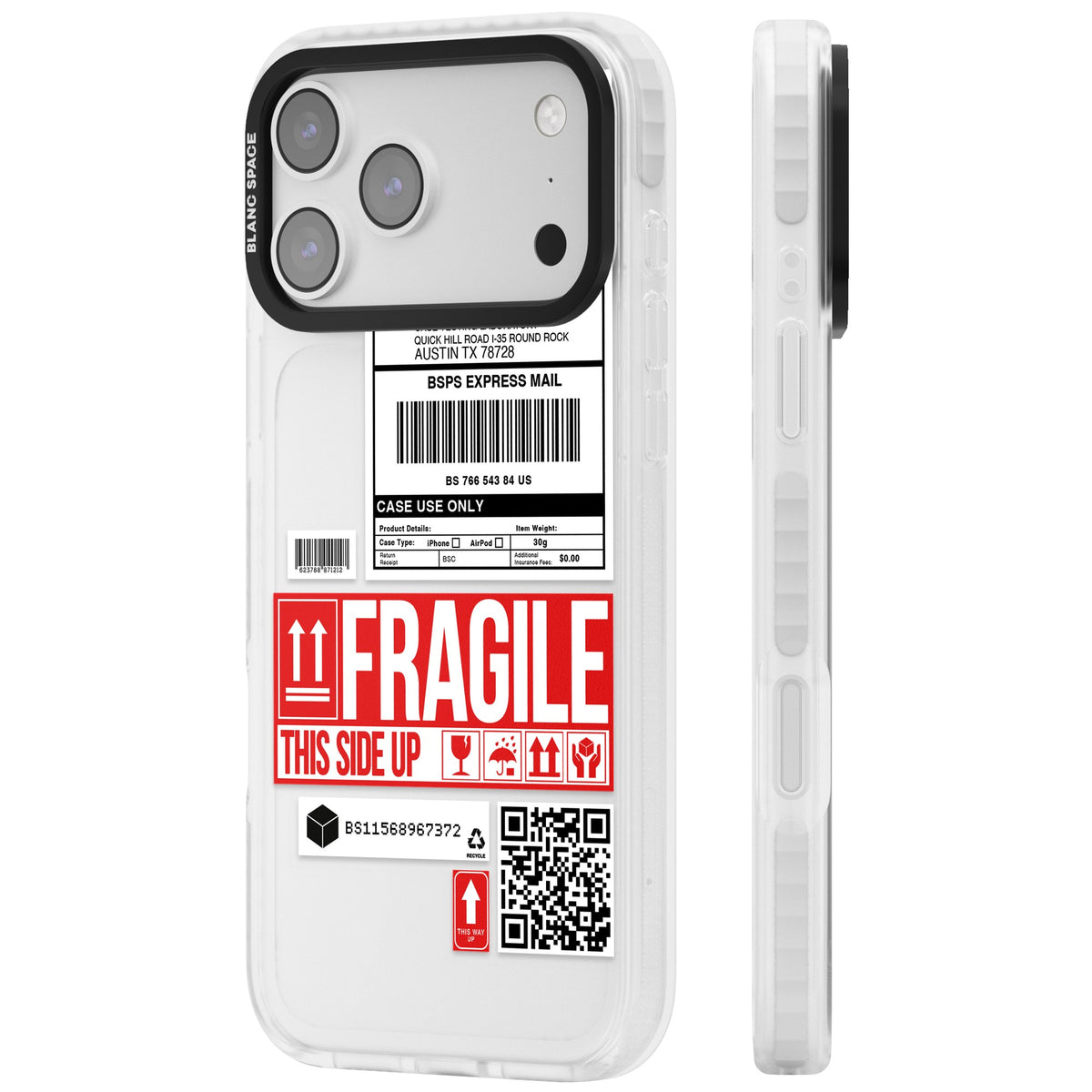 Shipping Label iPhone 17 Pro Max Impact Clear Phone Case side