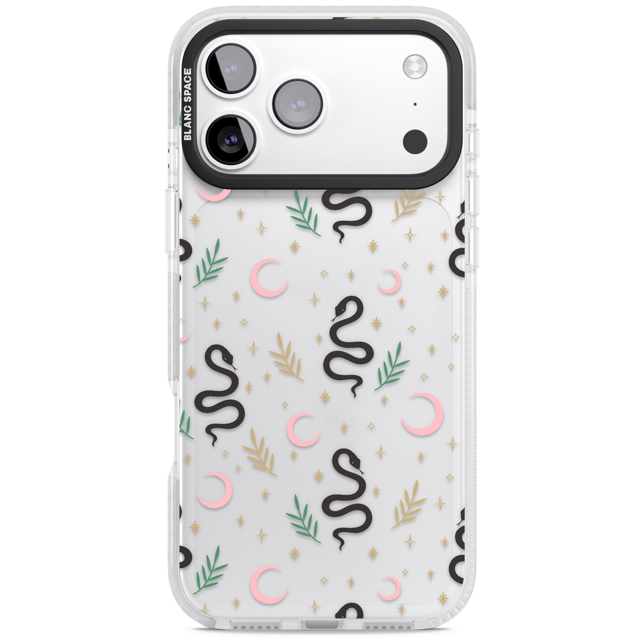Snake & Moon Pattern iPhone 17 Pro Impact Clear Phone Case