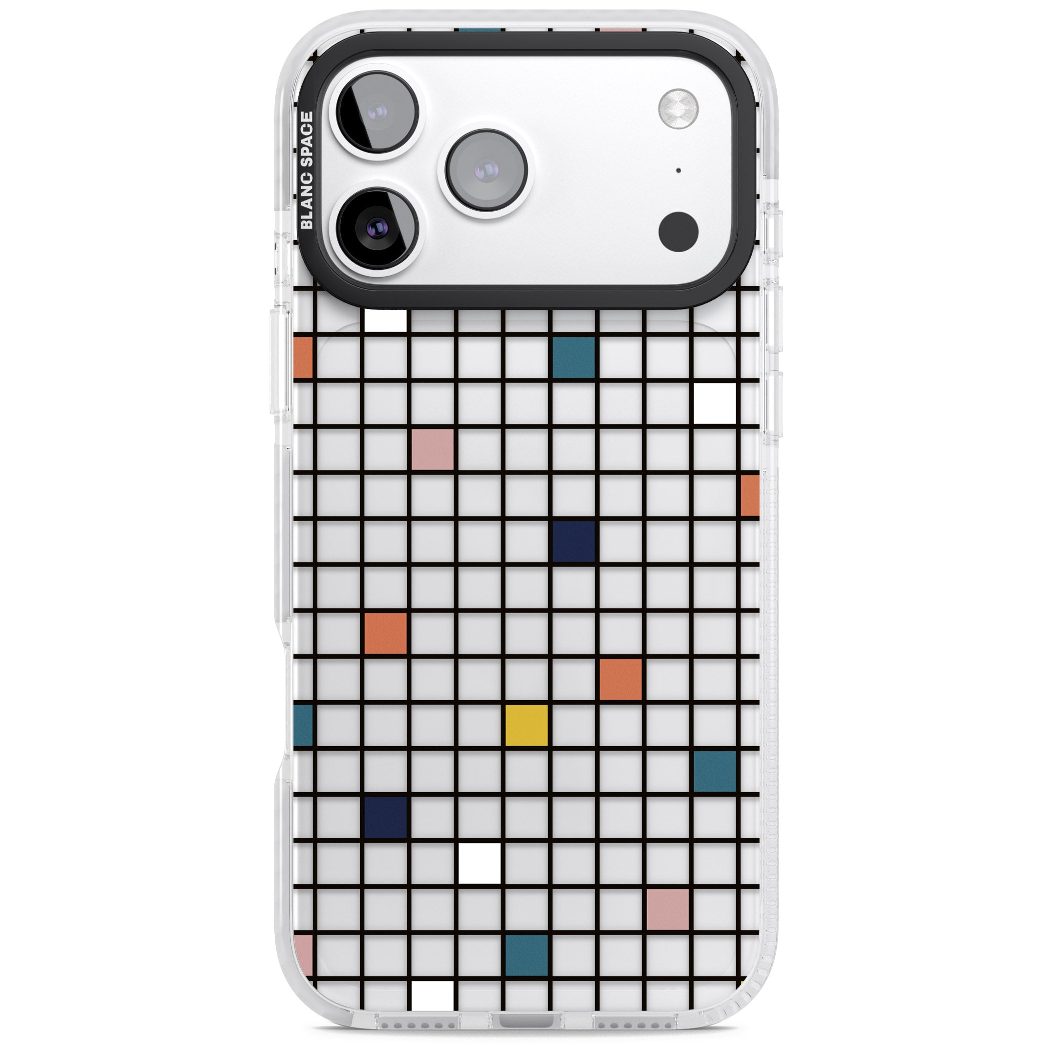 Earthtone Clear Geometric Grid iPhone 17 Pro Impact Clear Phone Case