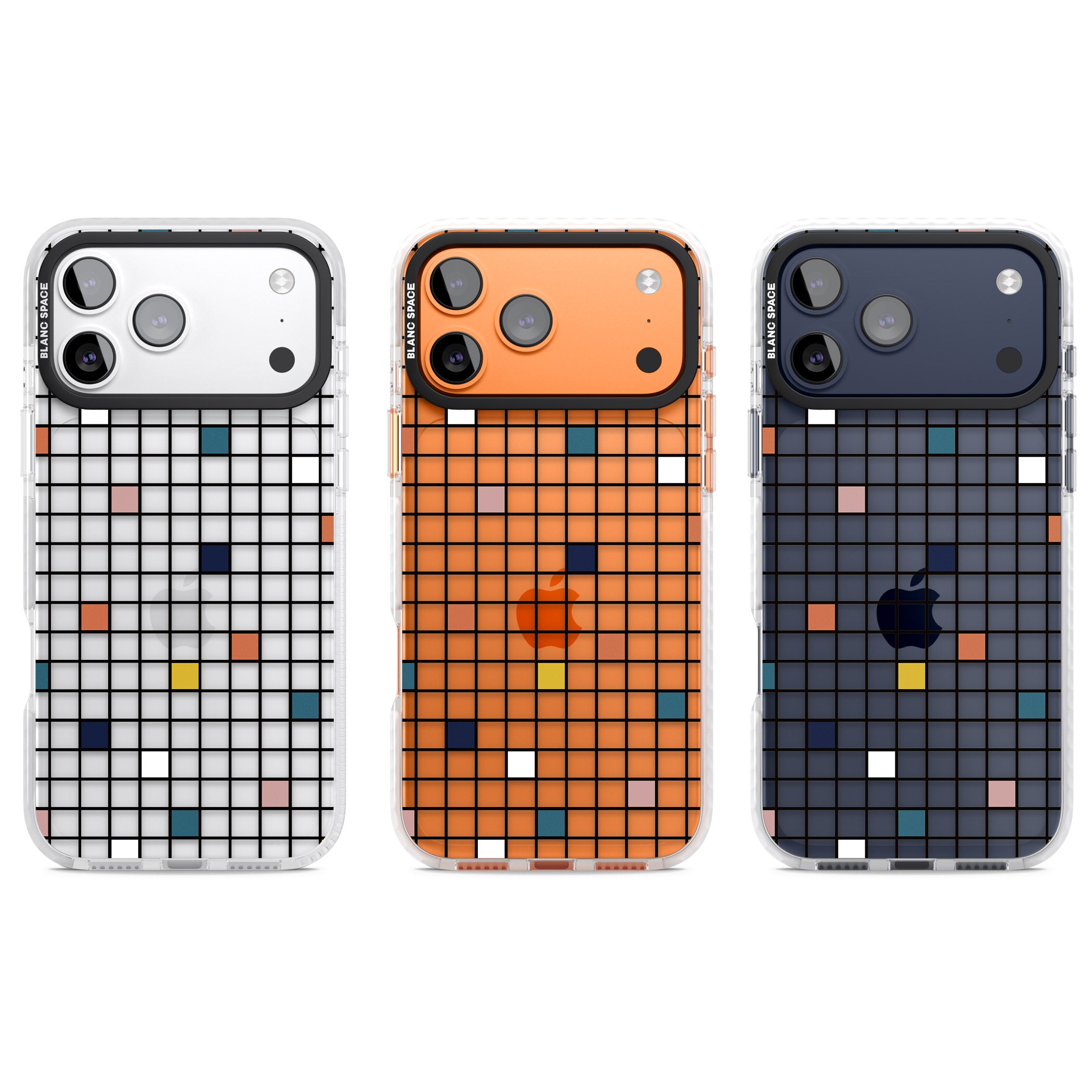 Earthtone Clear Geometric Grid iPhone 17 Pro Impact Clear Phone Case APT Impact Protection