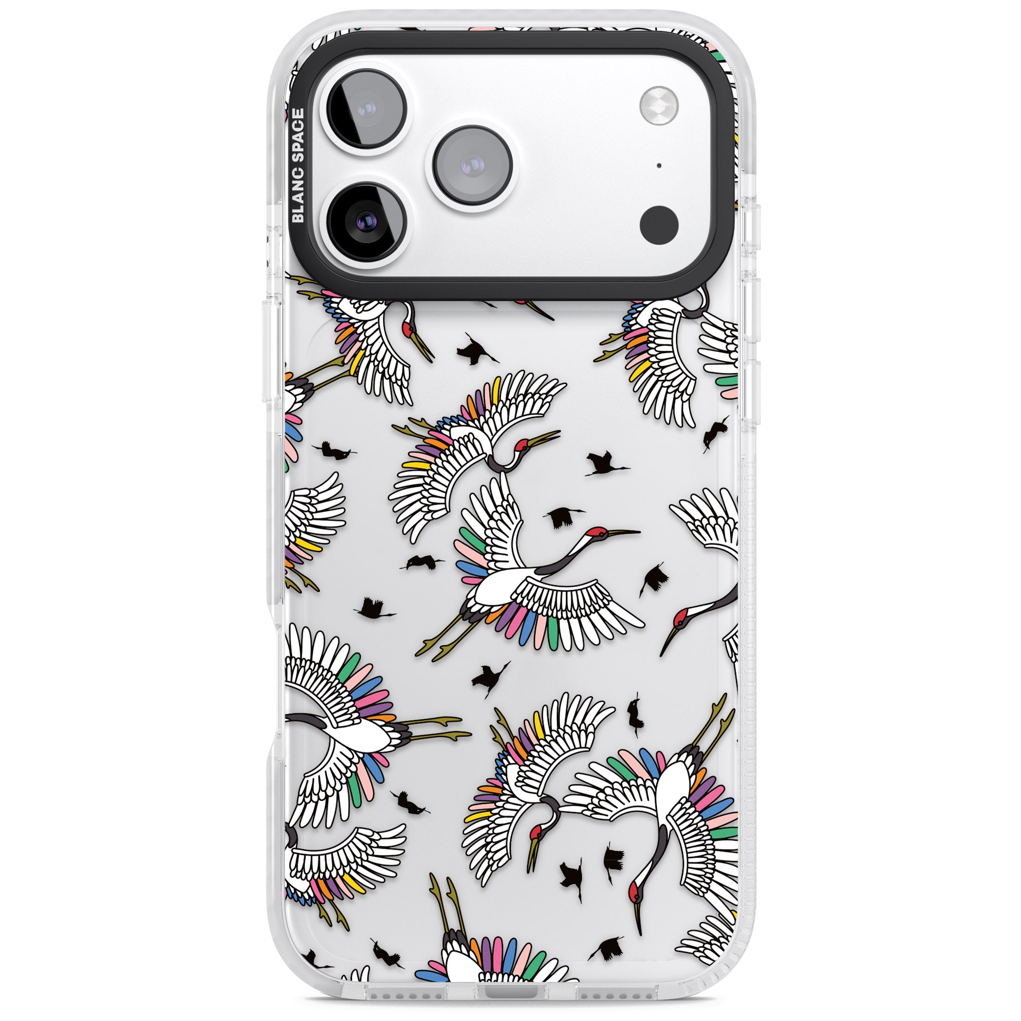 Colourful Crane Pattern iPhone 17 Pro Impact Clear Phone Case