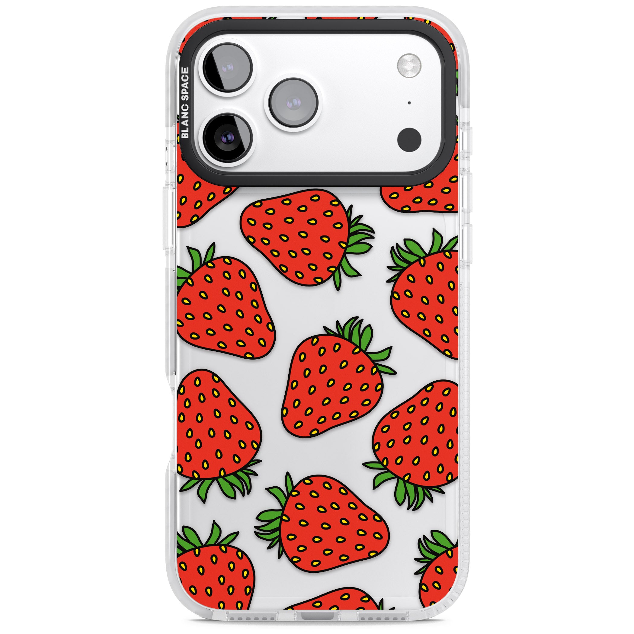 Strawberry Pattern iPhone 17 Pro Impact Clear Phone Case