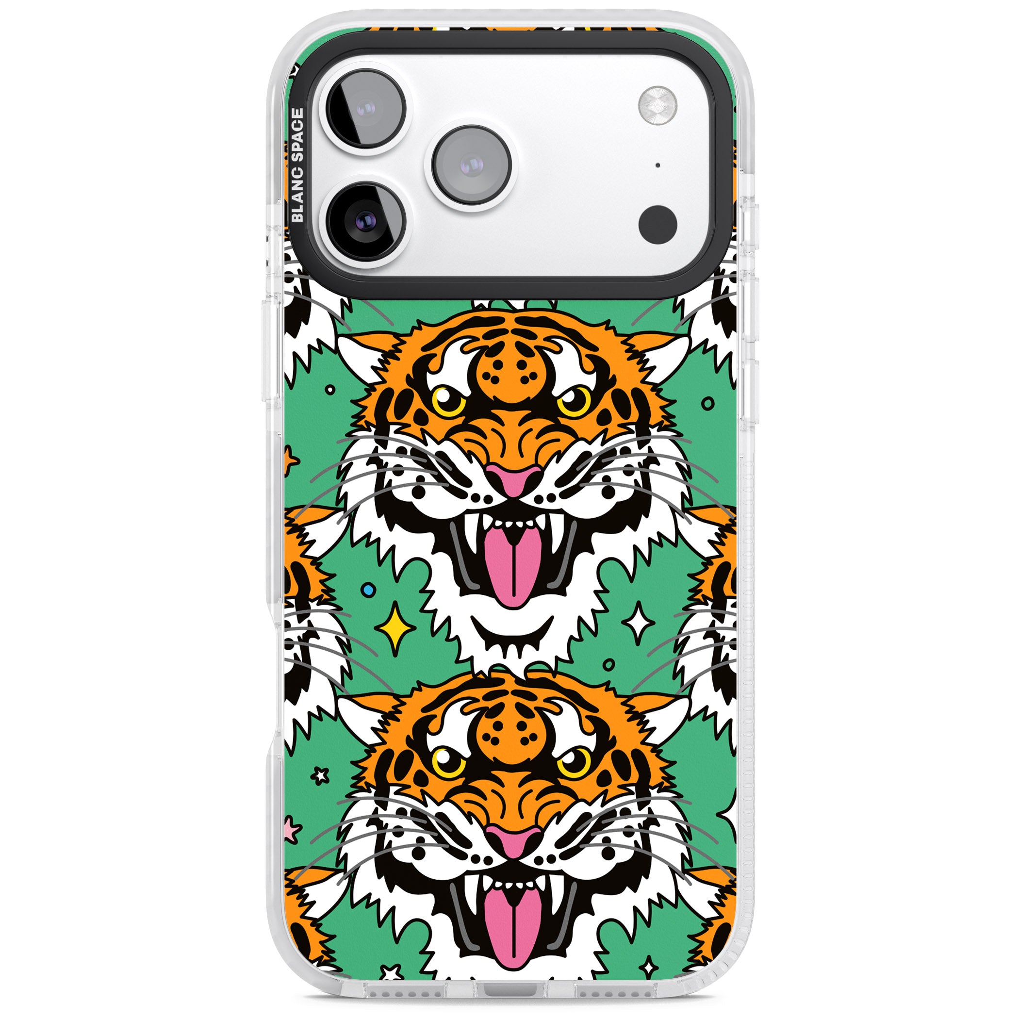 Fierce Jungle Tigers (Green) iPhone 17 Pro Impact Clear Phone Case