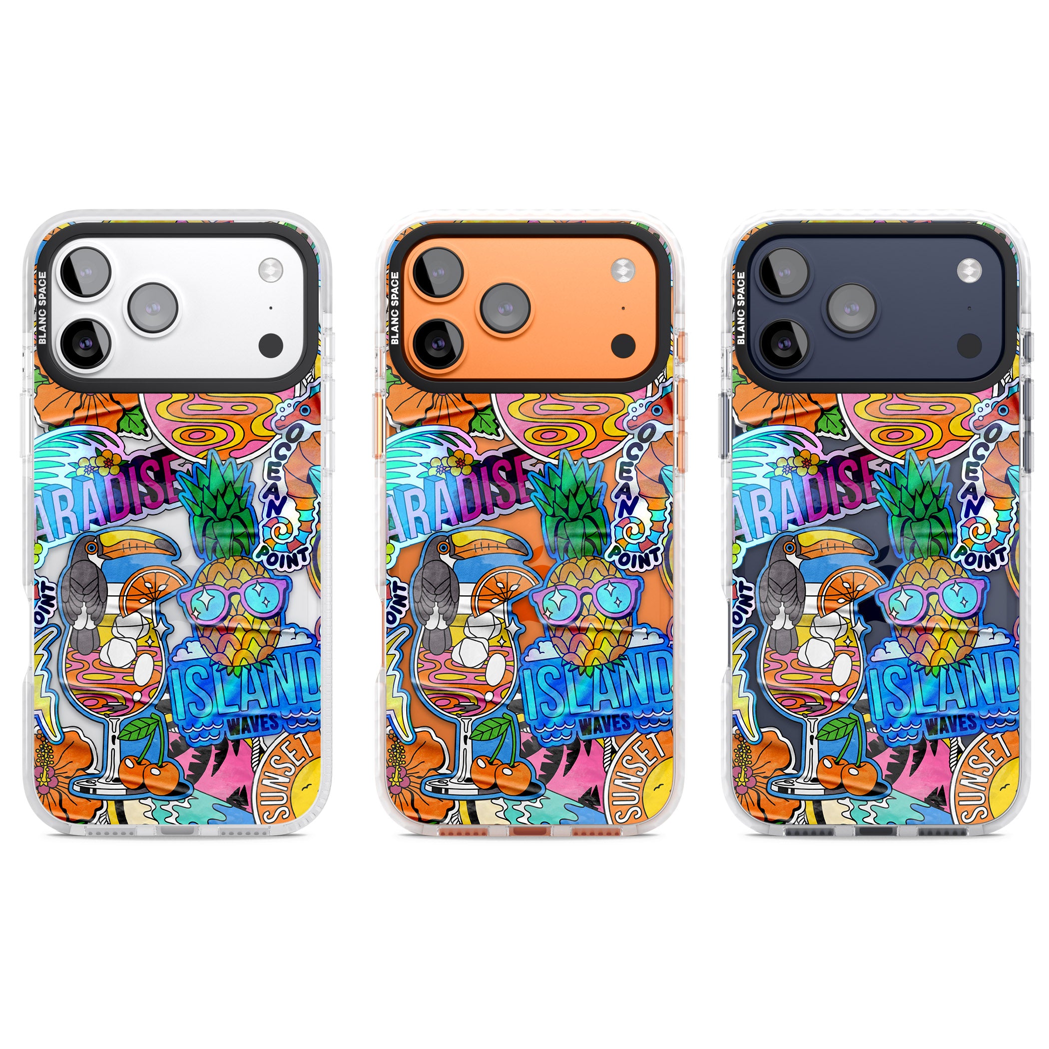 Tropical Vibes Collage iPhone 17 Pro Impact Clear Phone Case APT Impact Protection