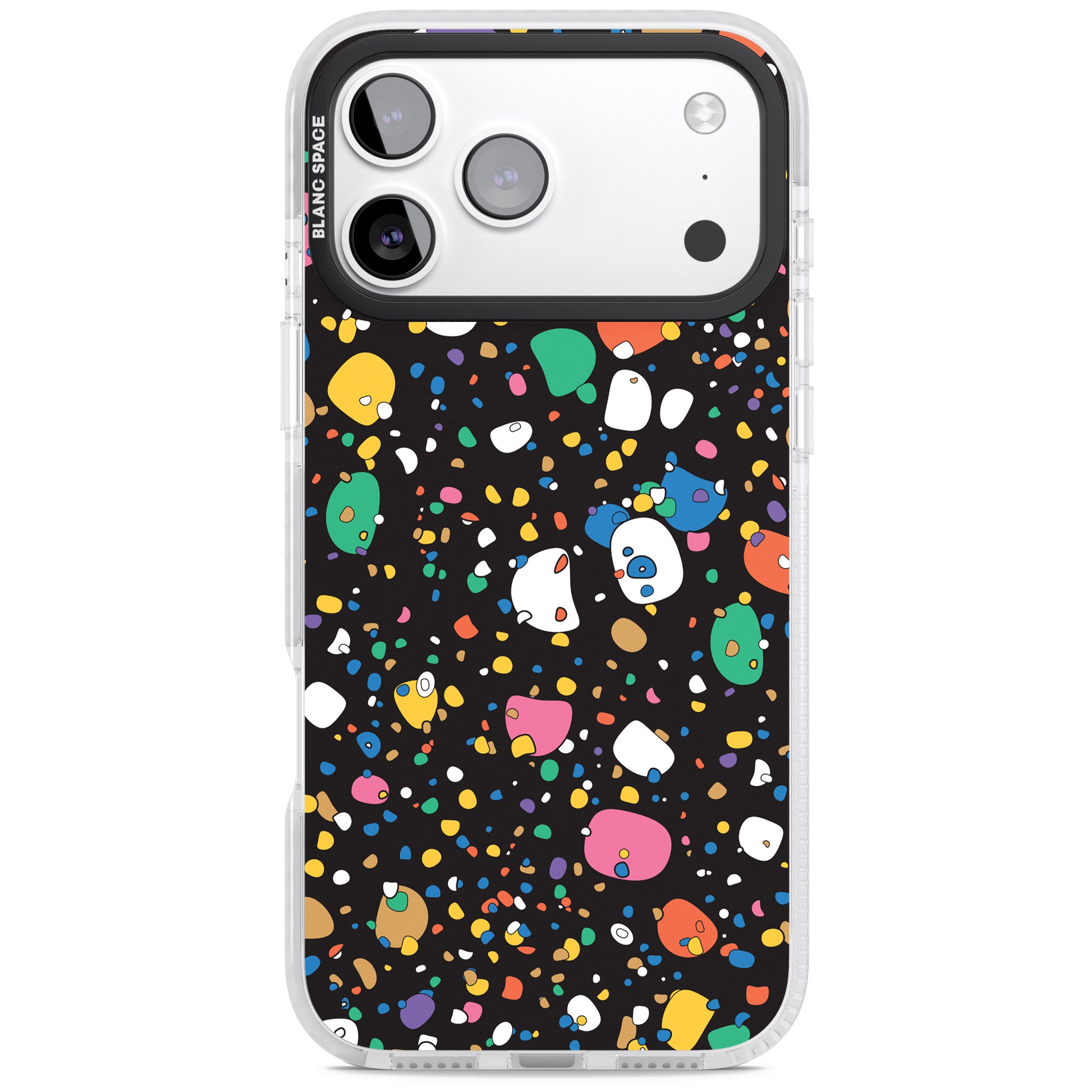 Colourful Confetti Pebbles (Black) iPhone 17 Pro Impact Clear Phone Case