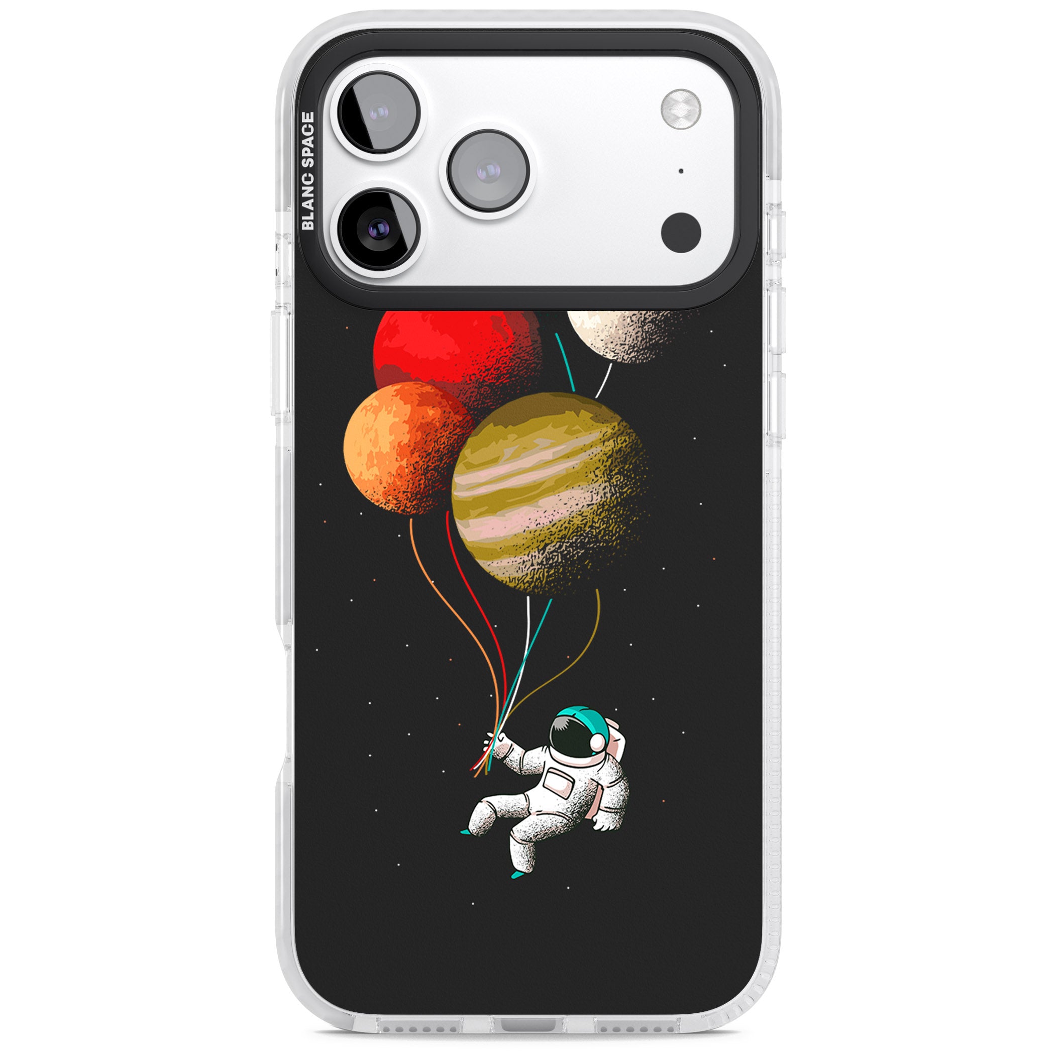 Astronaut Balloon Planets iPhone 17 Pro Impact Clear Phone Case