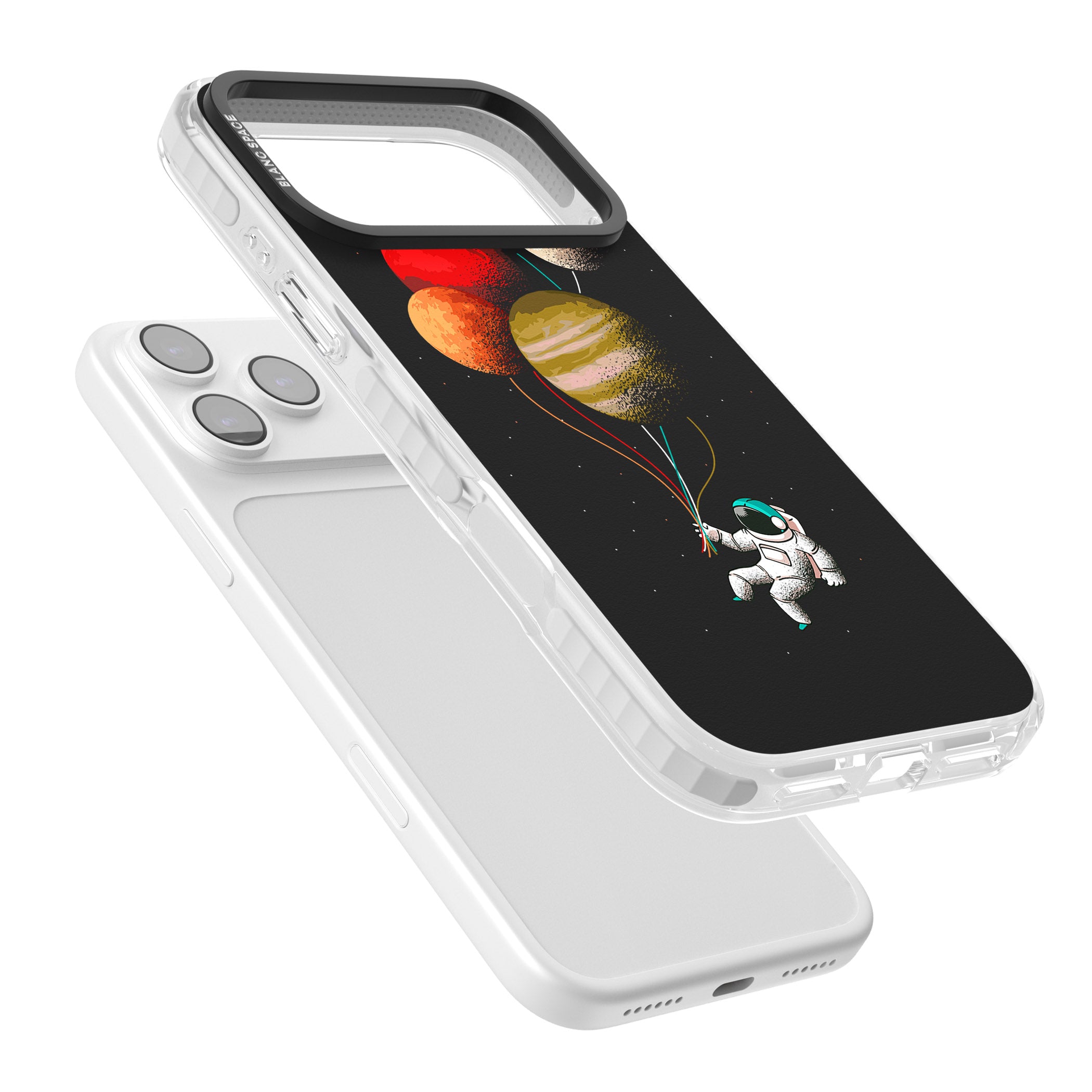 Astronaut Balloon Planets iPhone 17 Pro Impact Clear Phone Case Colours