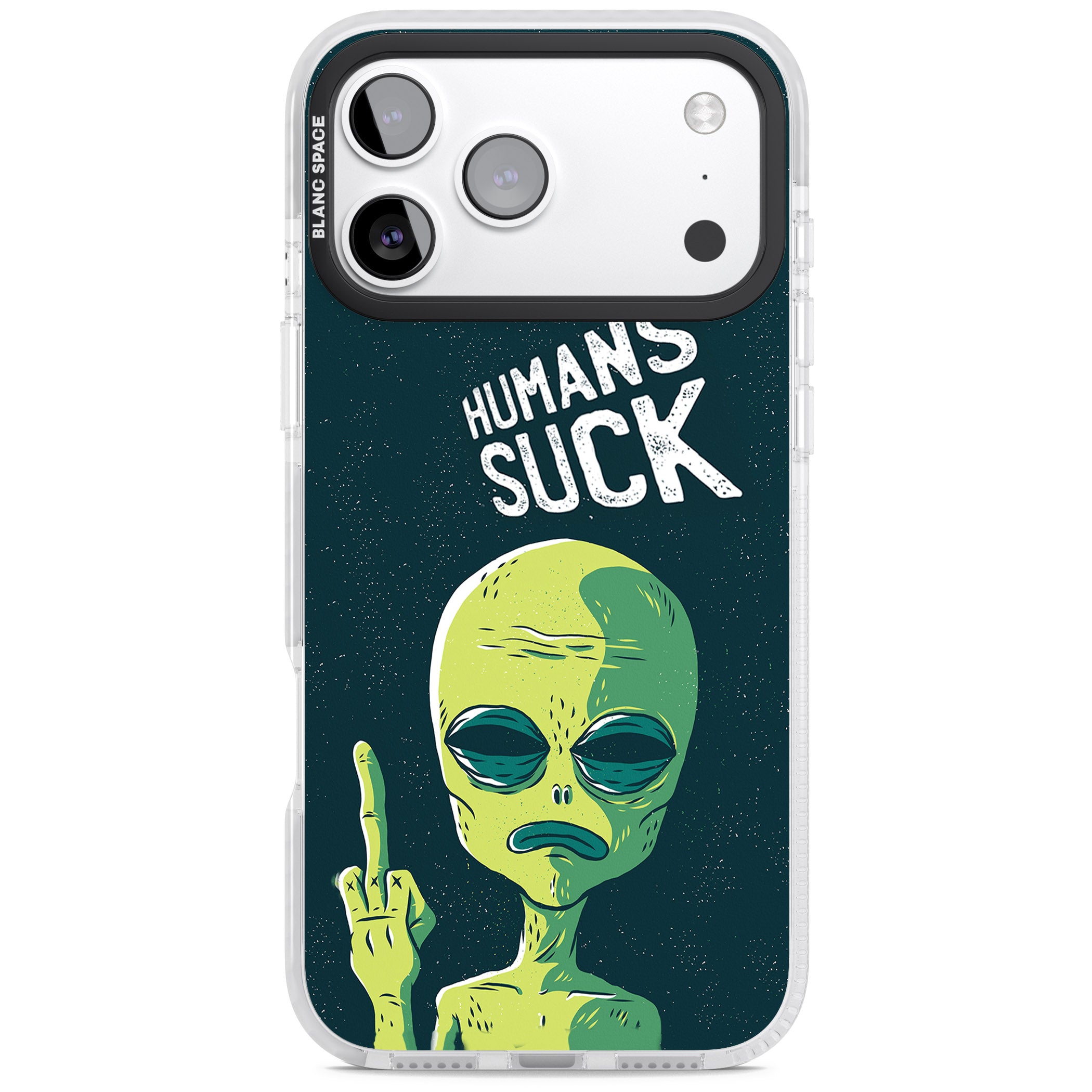 Humans Suck Alien iPhone 17 Pro Impact Clear Phone Case