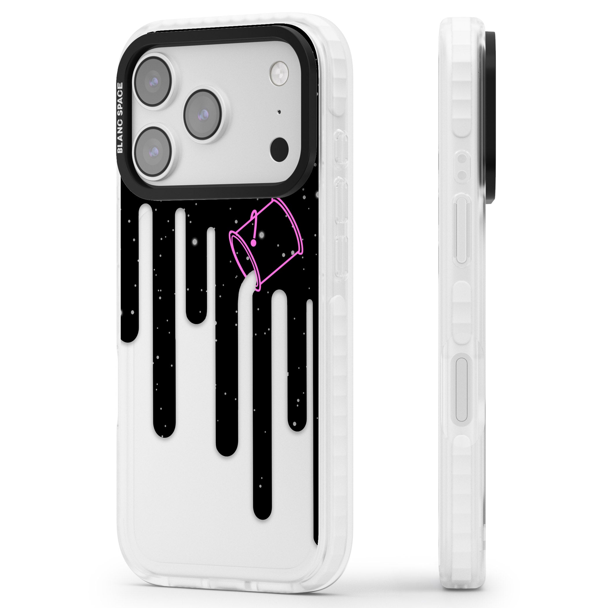Cosmic Drip iPhone 17 Pro Impact Clear Phone Case Side Profile