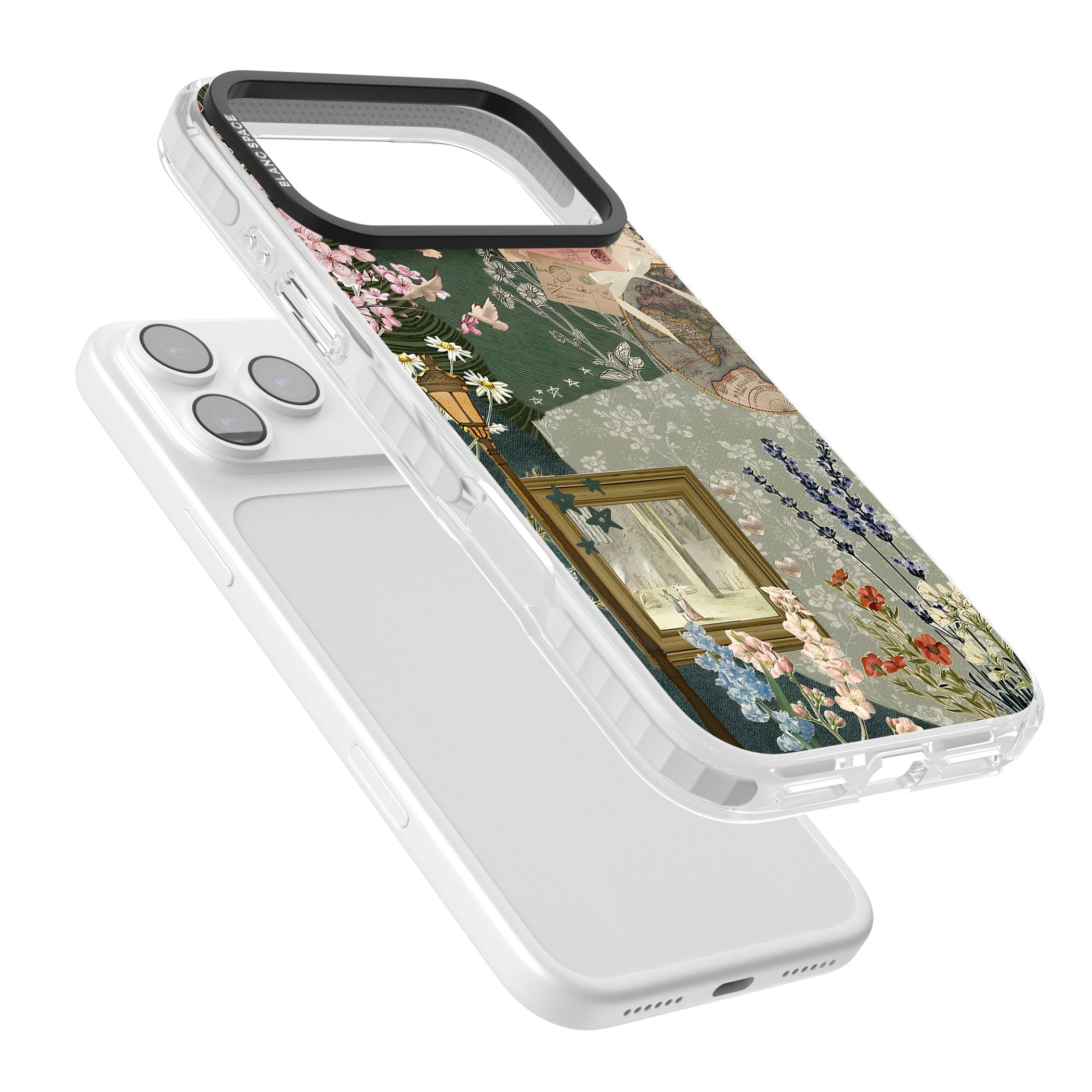 Vintage Spring Collage iPhone 17 Pro Impact Clear Phone Case Colours