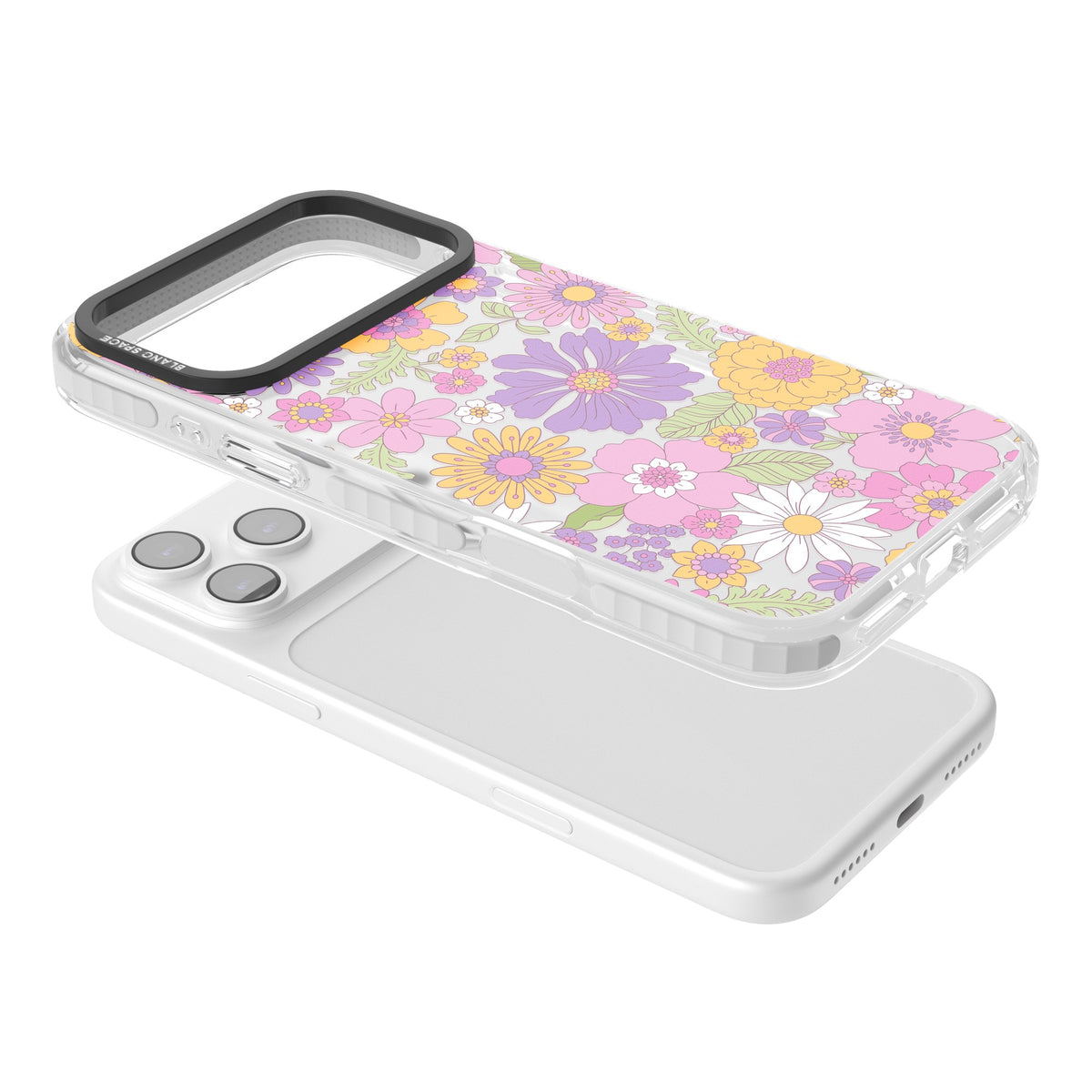 Soft Flowers iPhone 17 Pro Max Impact Clear Phone Case angled