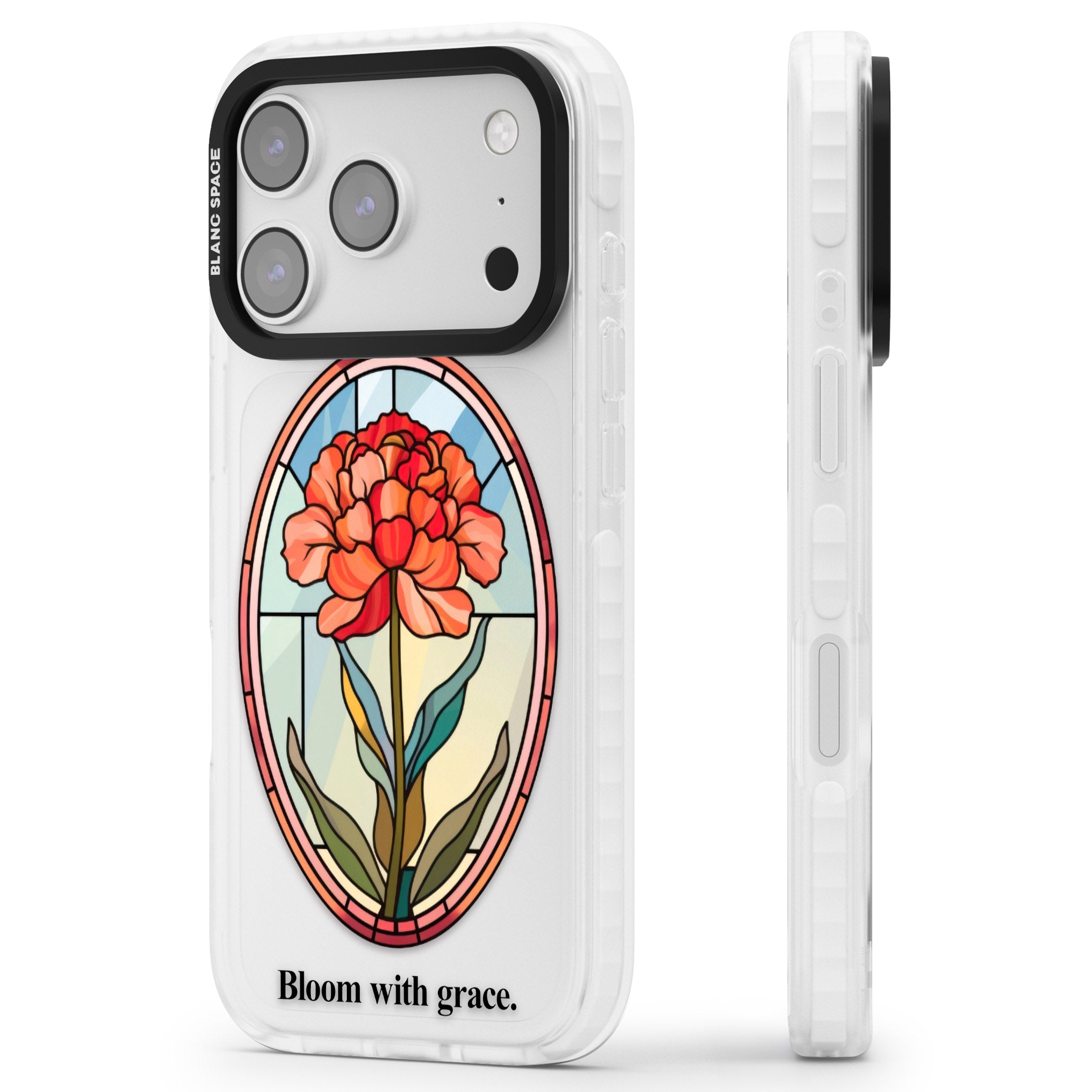 Bloom With Grace iPhone 17 Pro Impact Clear Phone Case Side Profile