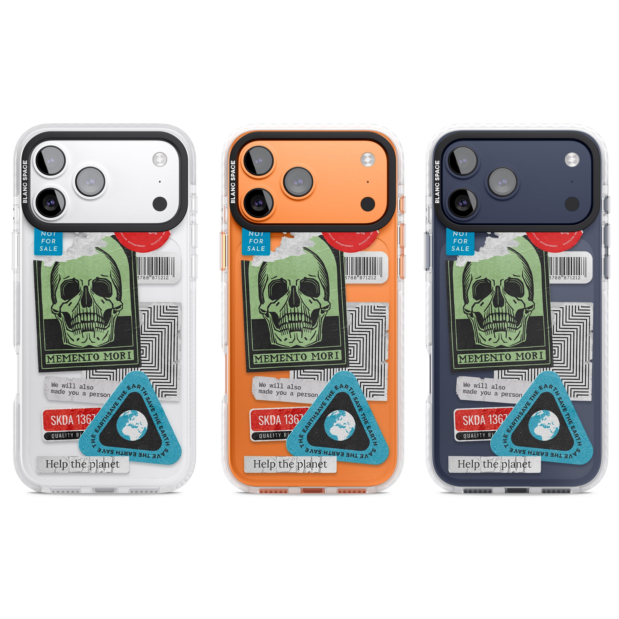 Skull Sticker Mix iPhone 17 Pro Impact Clear Phone Case APT Impact Protection