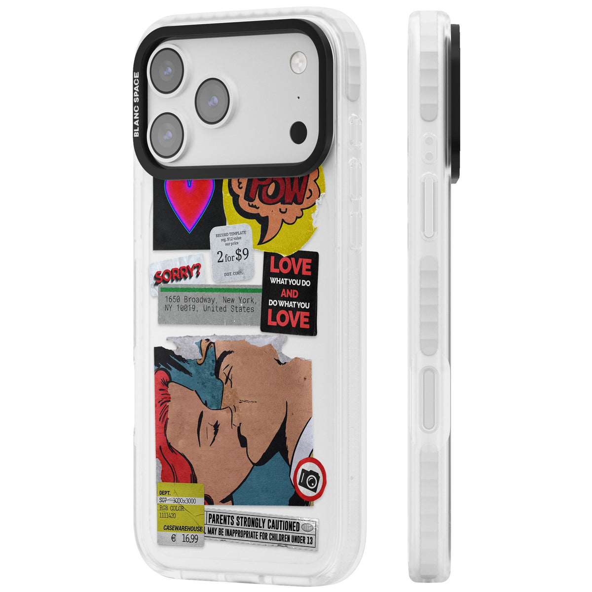 Retro Sticker Mix iPhone 17 Pro Max Impact Clear Phone Case side