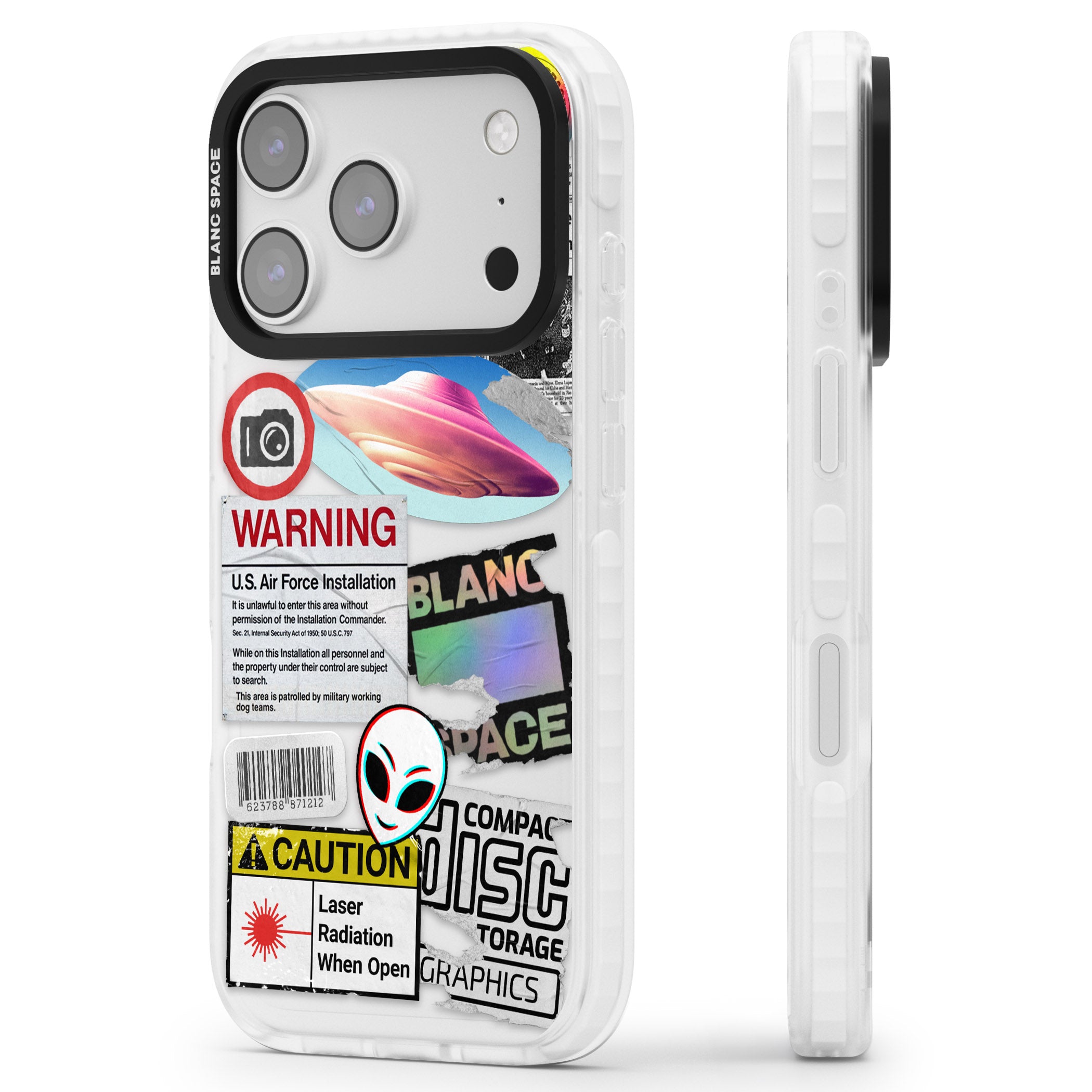 Cosmic Encounters iPhone 17 Pro Impact Clear Phone Case Side Profile