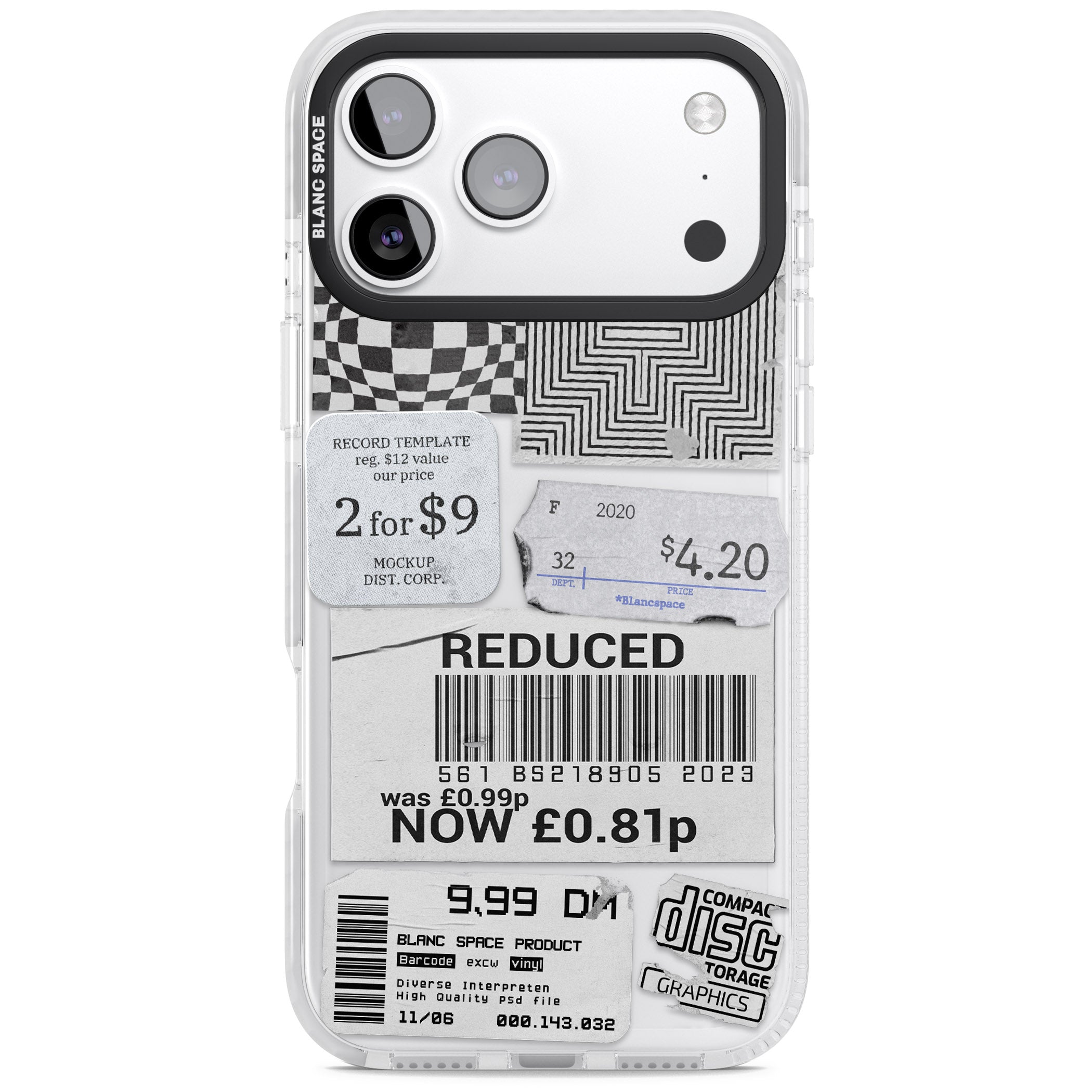 White Sticker Mix iPhone 17 Pro Impact Clear Phone Case