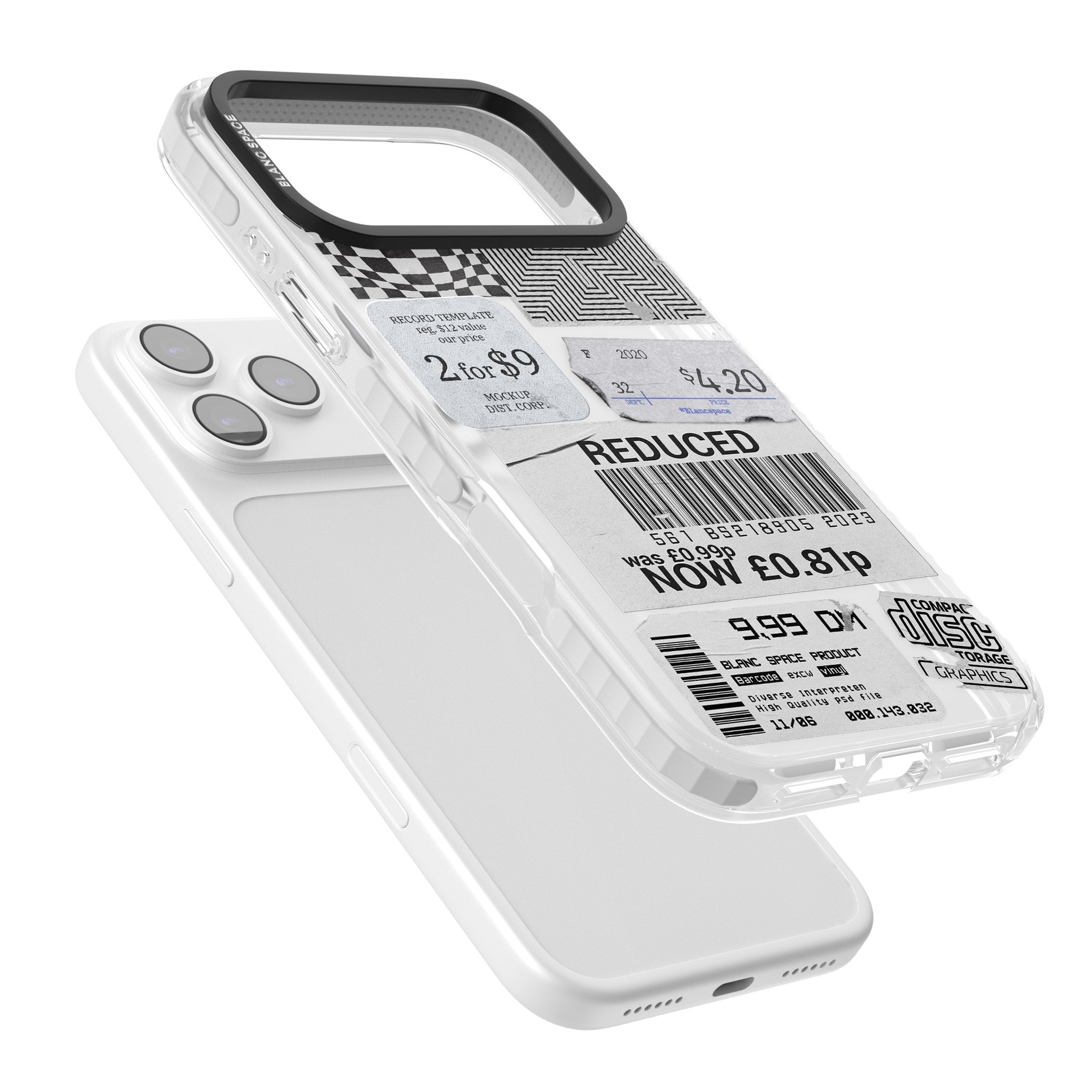 White Sticker Mix iPhone 17 Pro Impact Clear Phone Case Colours