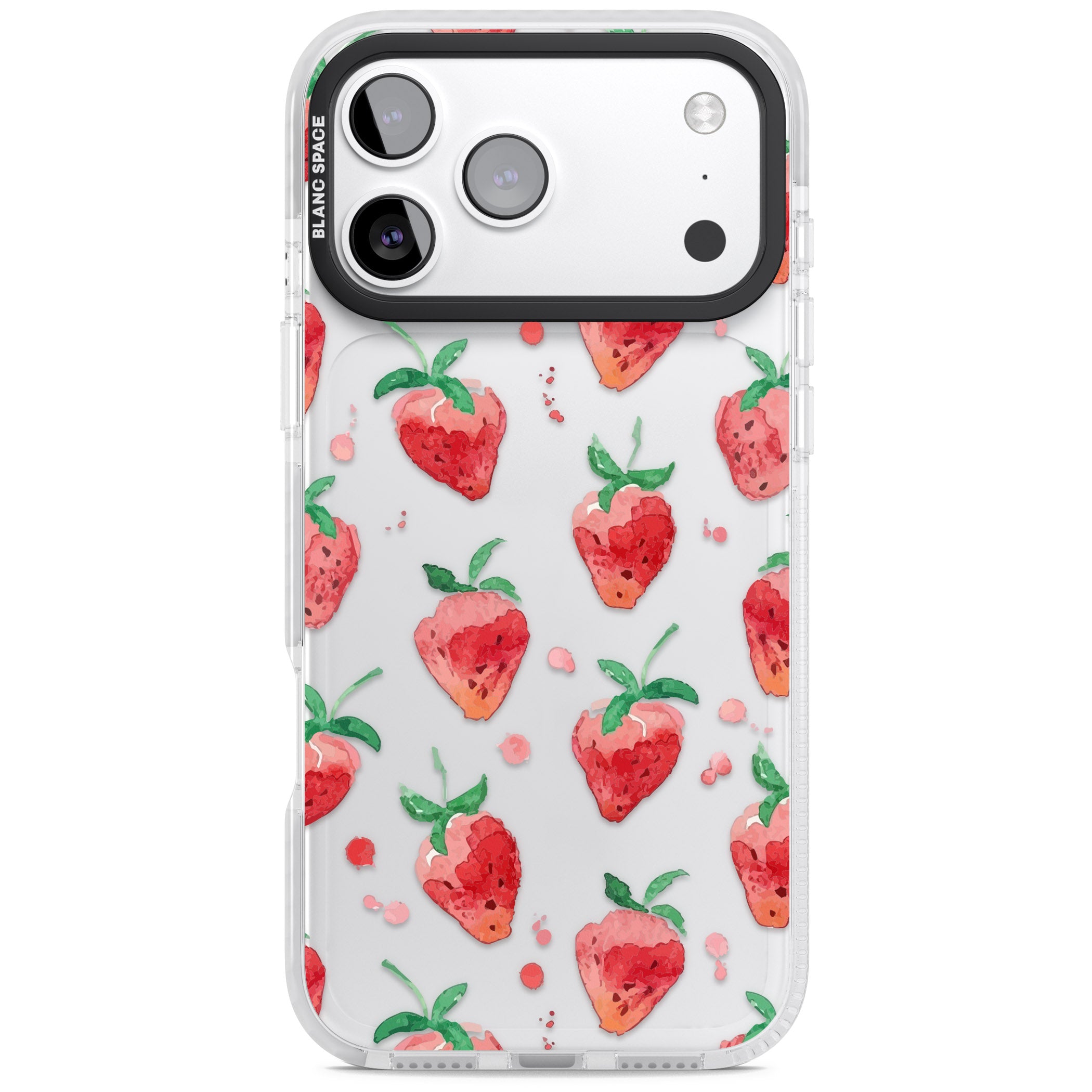 Strawberry Watercolour iPhone 17 Pro Impact Clear Phone Case