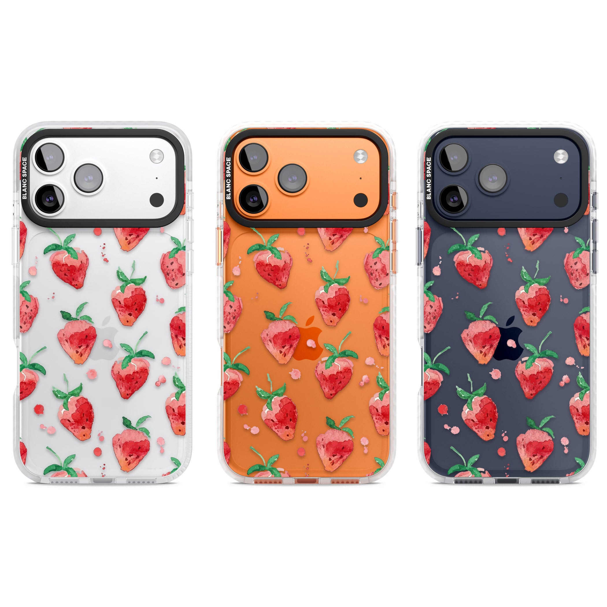 Strawberry Watercolour iPhone 17 Pro Impact Clear Phone Case APT Impact Protection