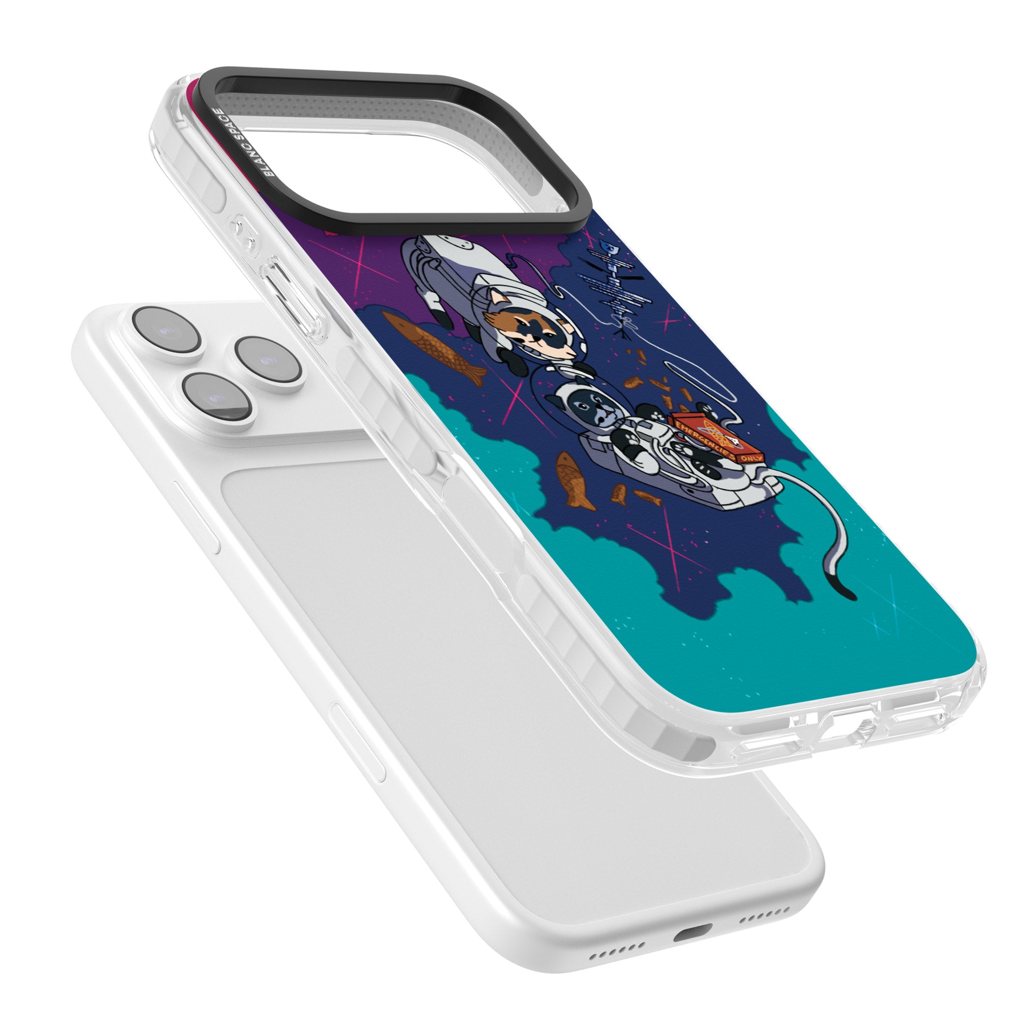 Cats In Space iPhone 17 Pro Impact Clear Phone Case Colours