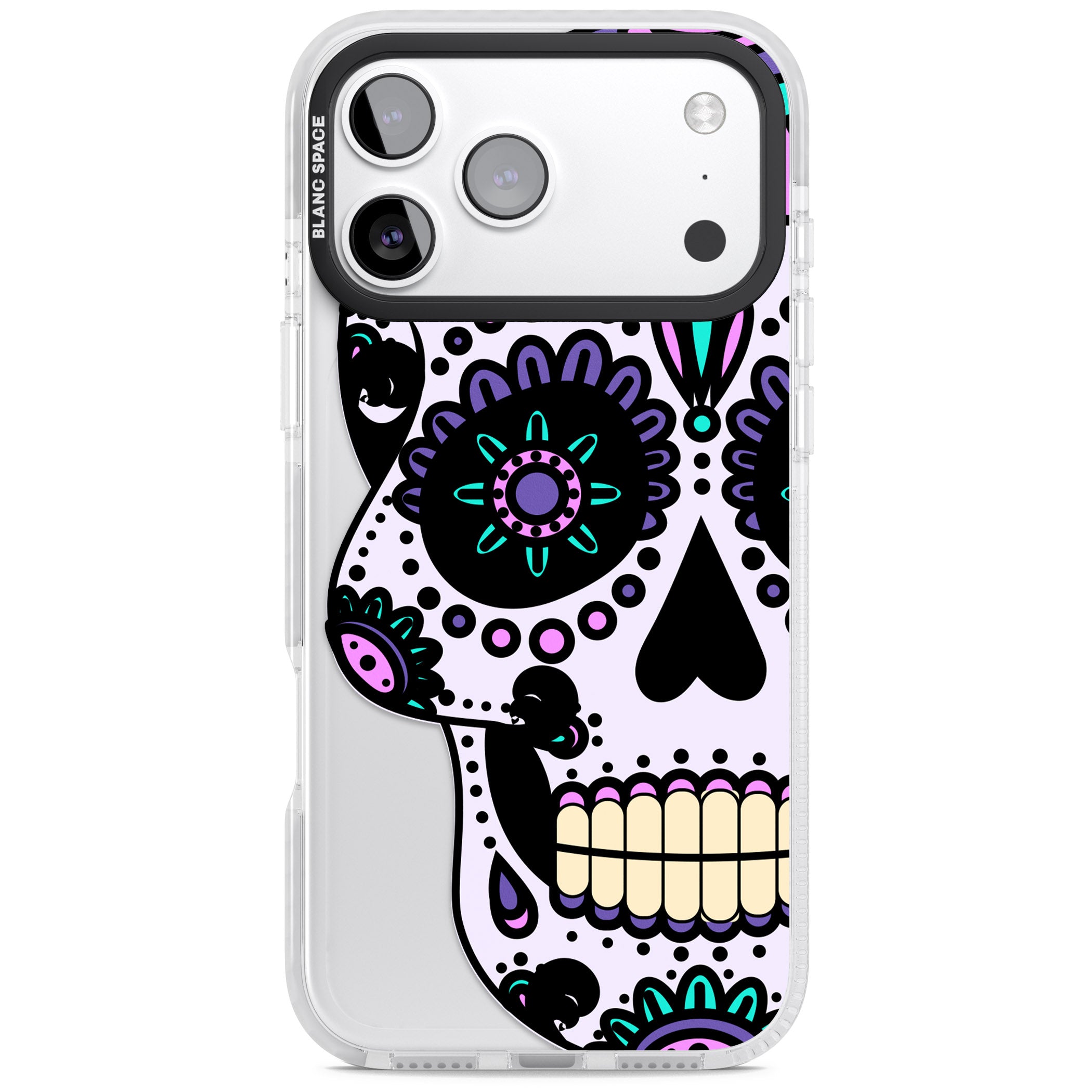 Violet Sugar Skull iPhone 17 Pro Impact Clear Phone Case