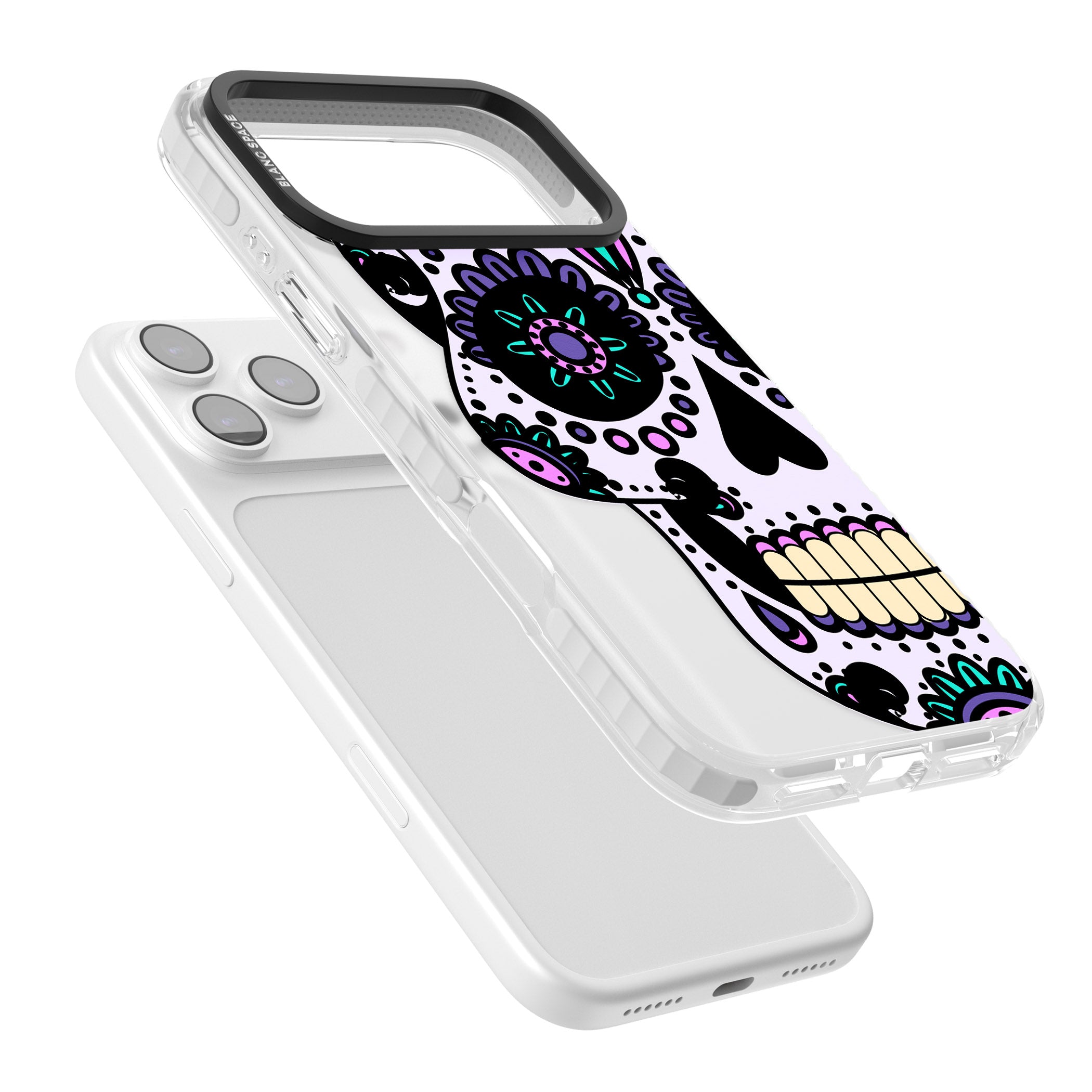 Violet Sugar Skull iPhone 17 Pro Impact Clear Phone Case Colours