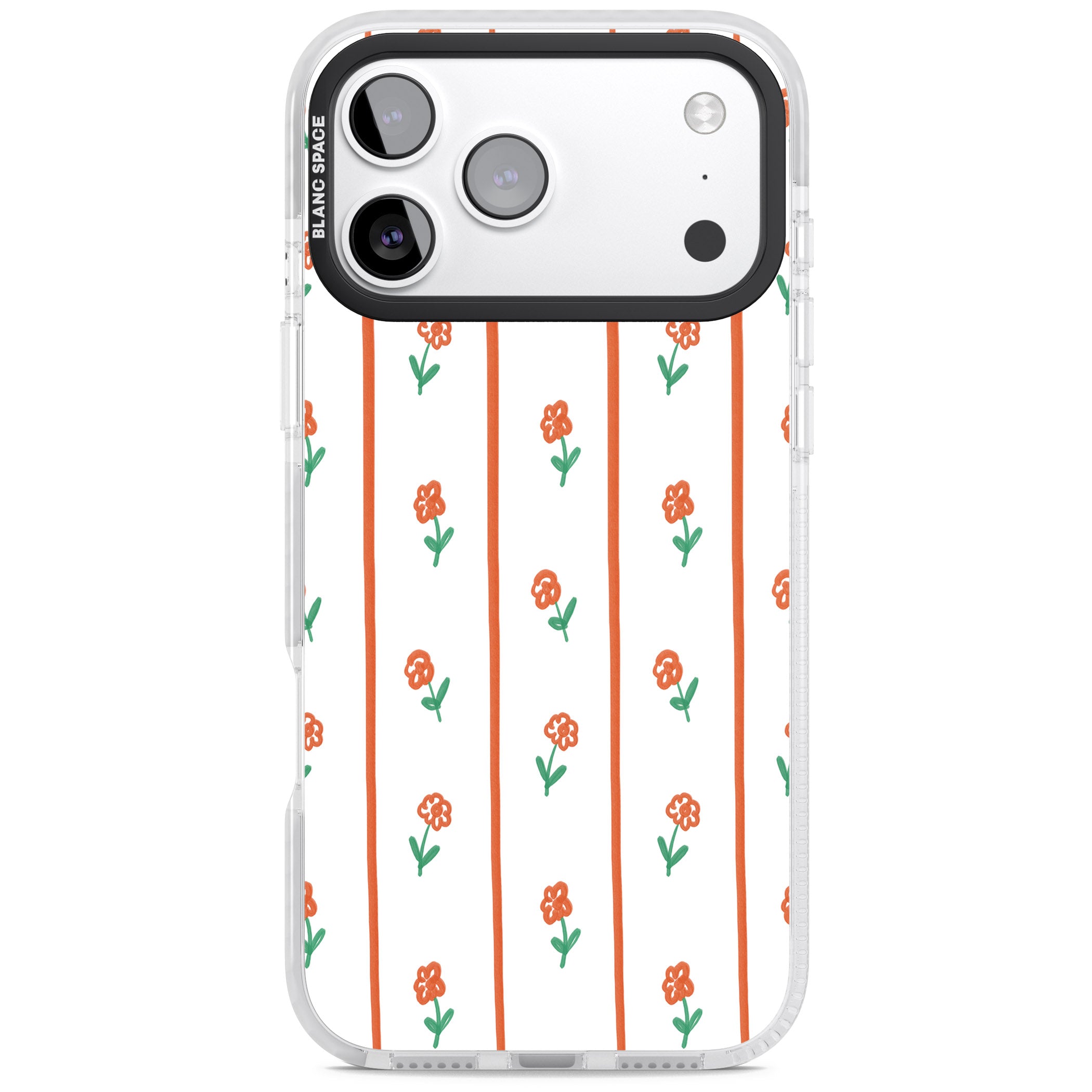 Minimal Floral Stripe iPhone 17 Pro Impact Clear Phone Case