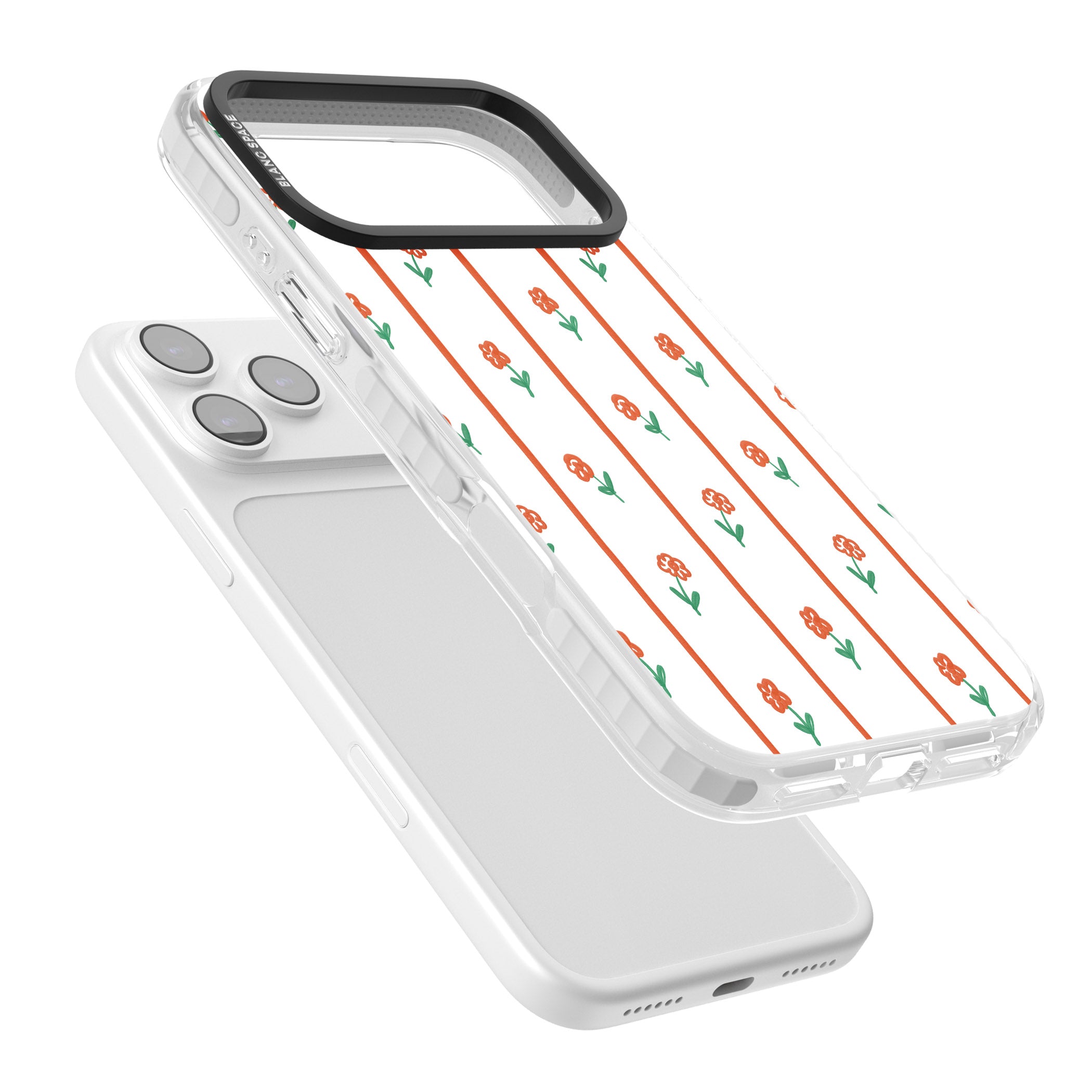 Minimal Floral Stripe iPhone 17 Pro Impact Clear Phone Case Colours