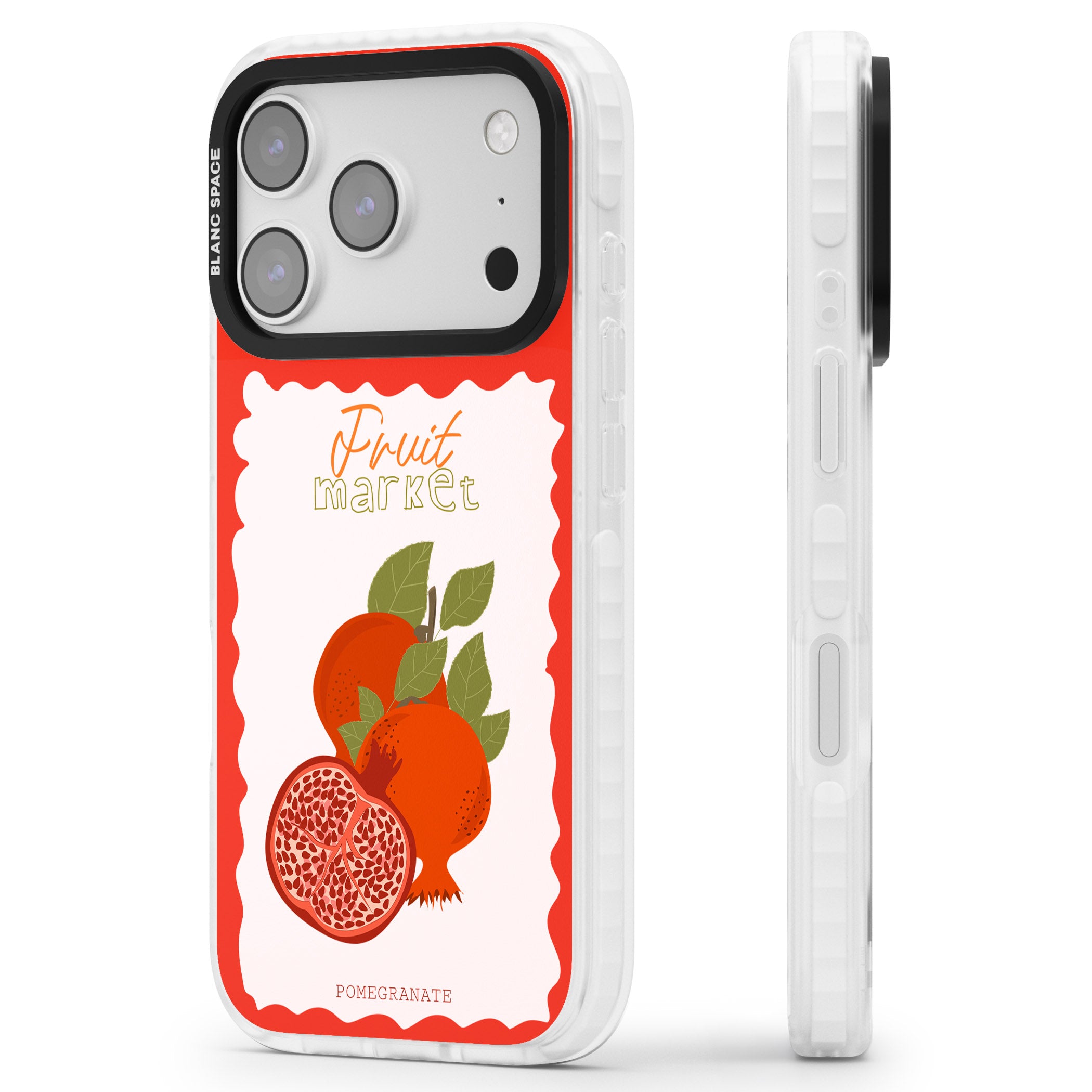 Fruit Market Pomegranate iPhone 17 Pro Impact Clear Phone Case Side Profile
