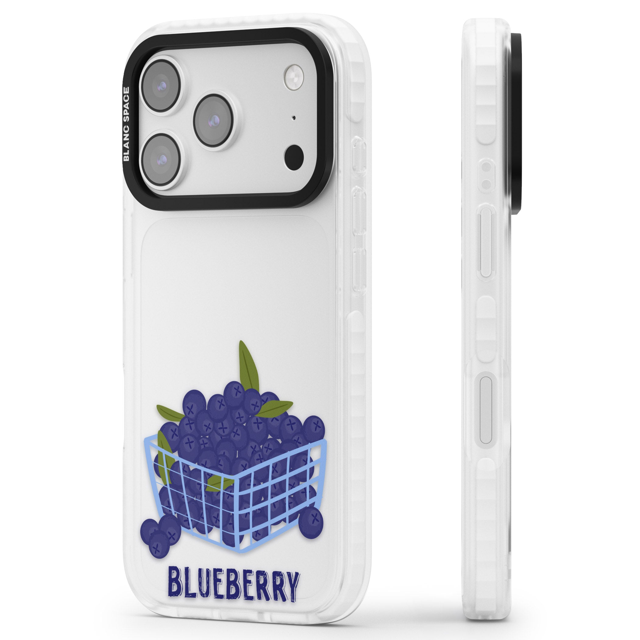 Blueberry Basket iPhone 17 Pro Impact Clear Phone Case Side Profile