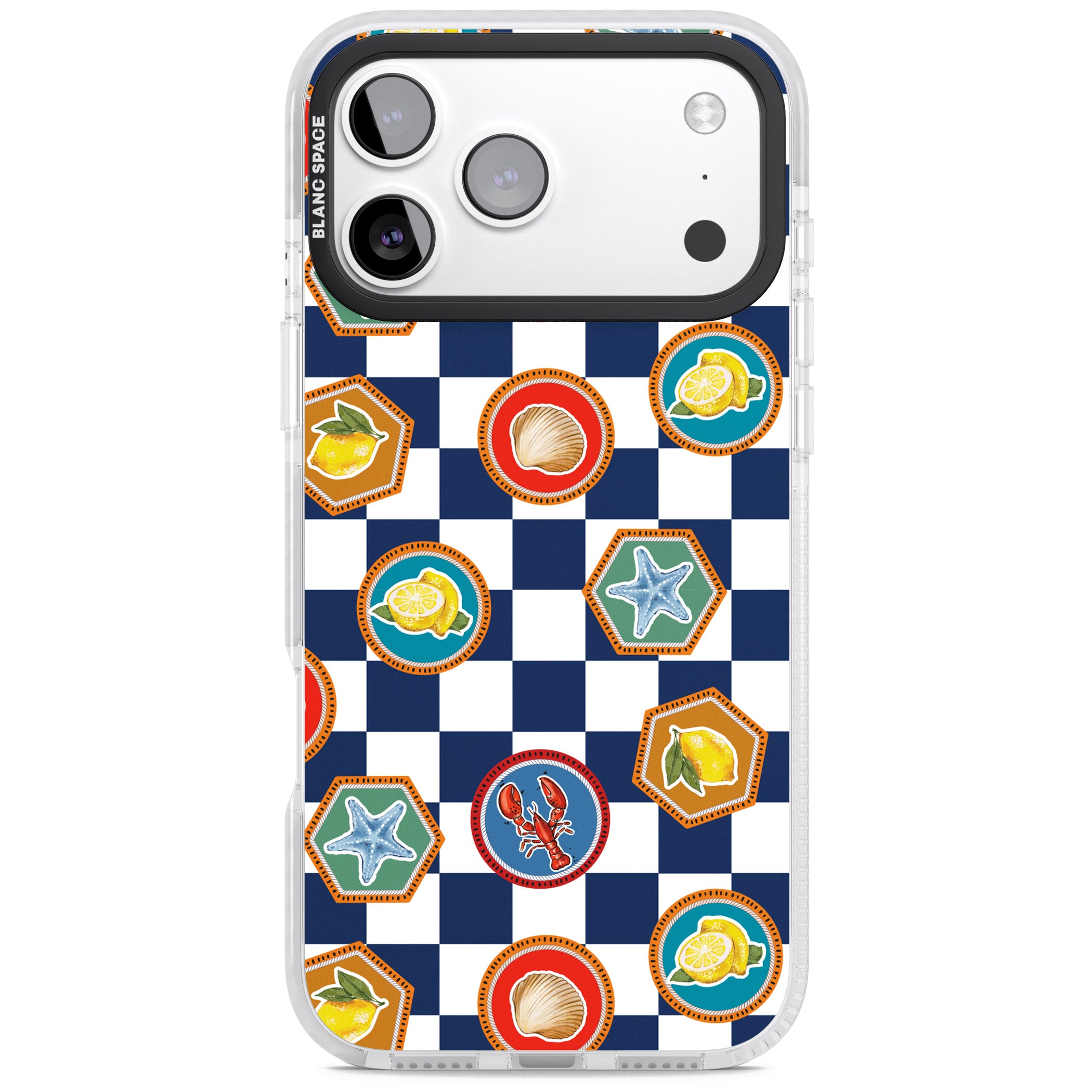Coastal Check Pattern iPhone 17 Pro Impact Clear Phone Case