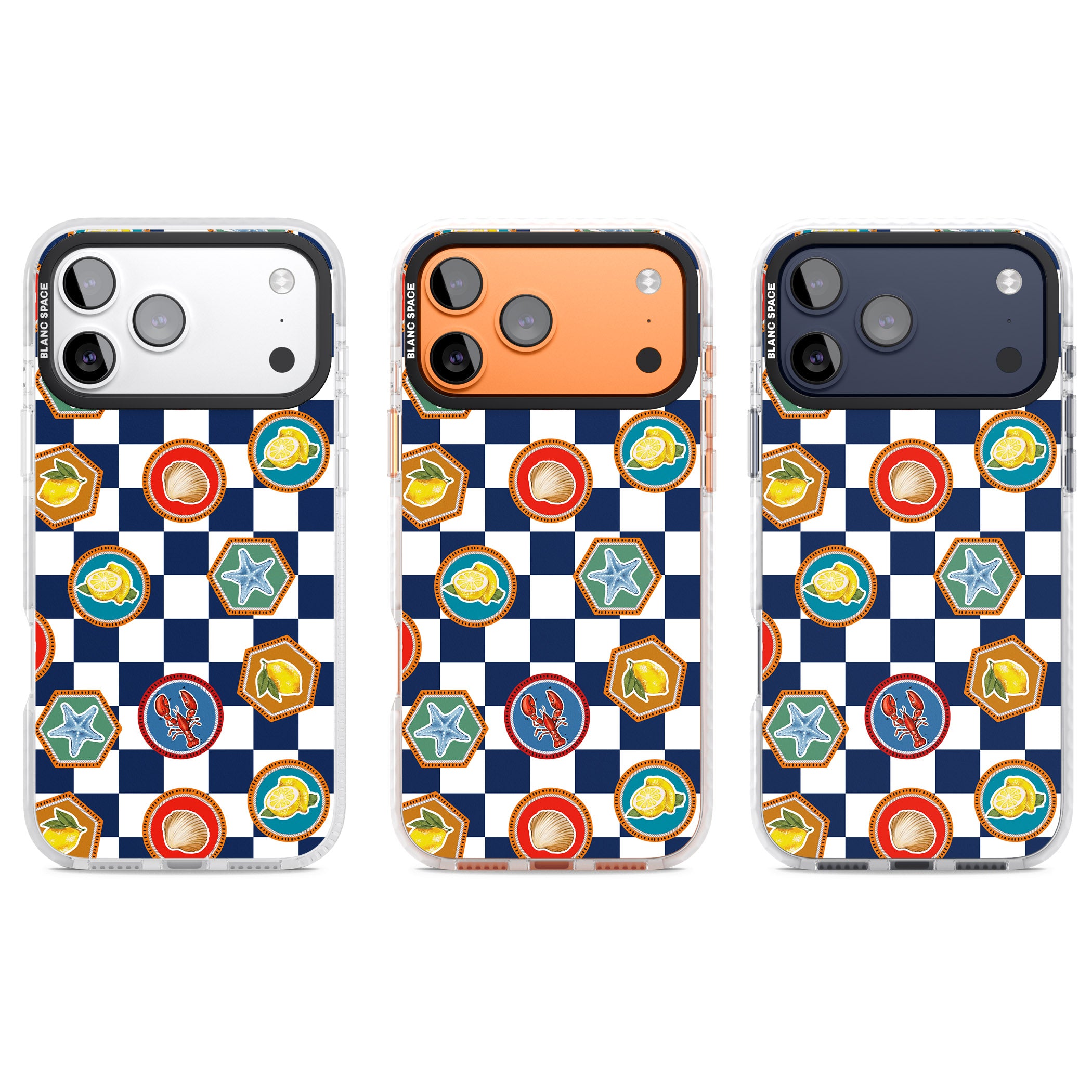 Coastal Check Pattern iPhone 17 Pro Impact Clear Phone Case APT Impact Protection