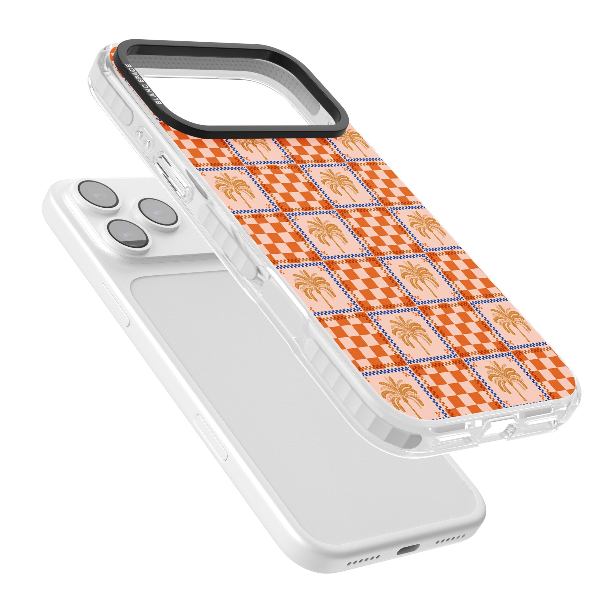 Terracotta Summer Checked iPhone 17 Pro Impact Clear Phone Case Colours