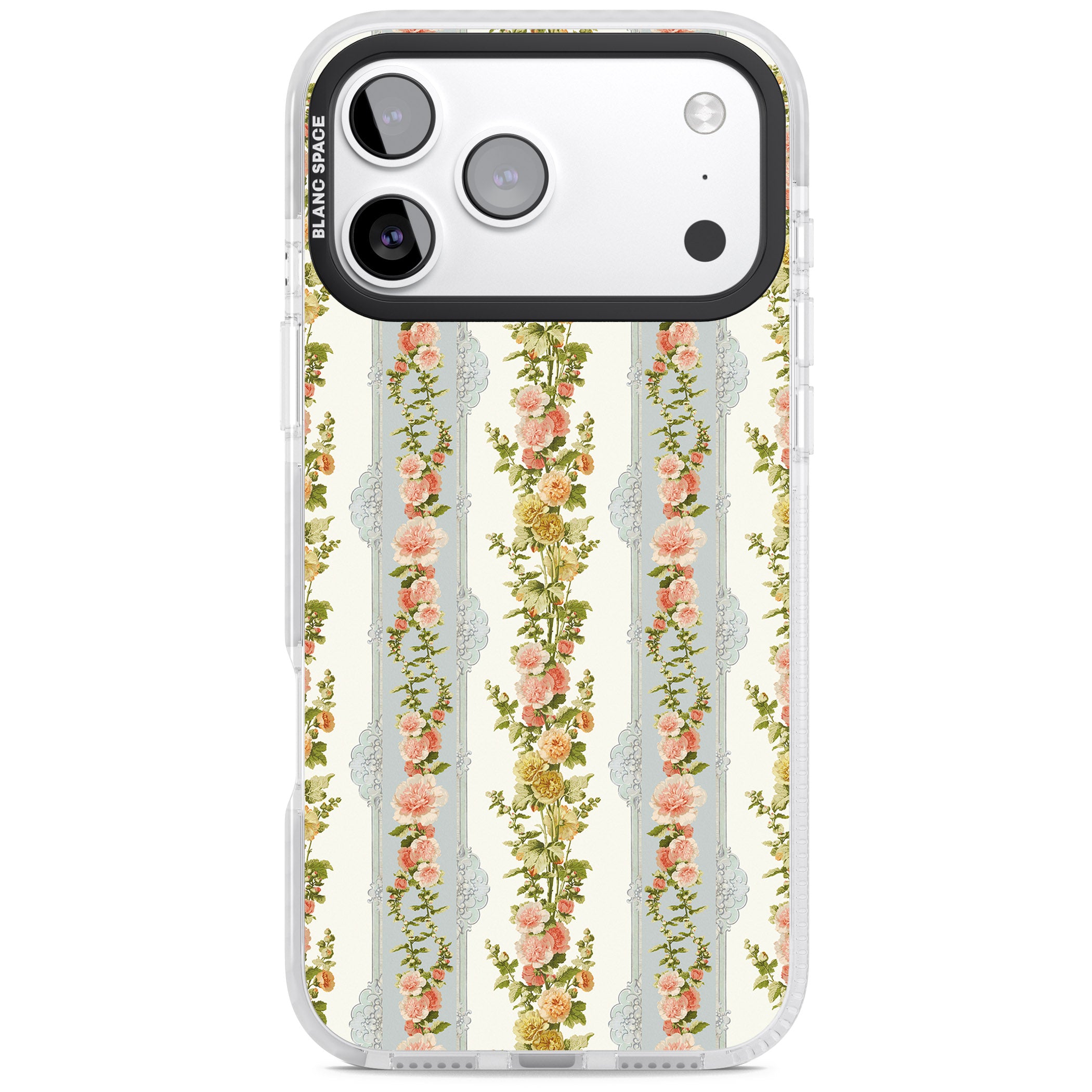 Vintage Floral Stripes iPhone 17 Pro Impact Clear Phone Case