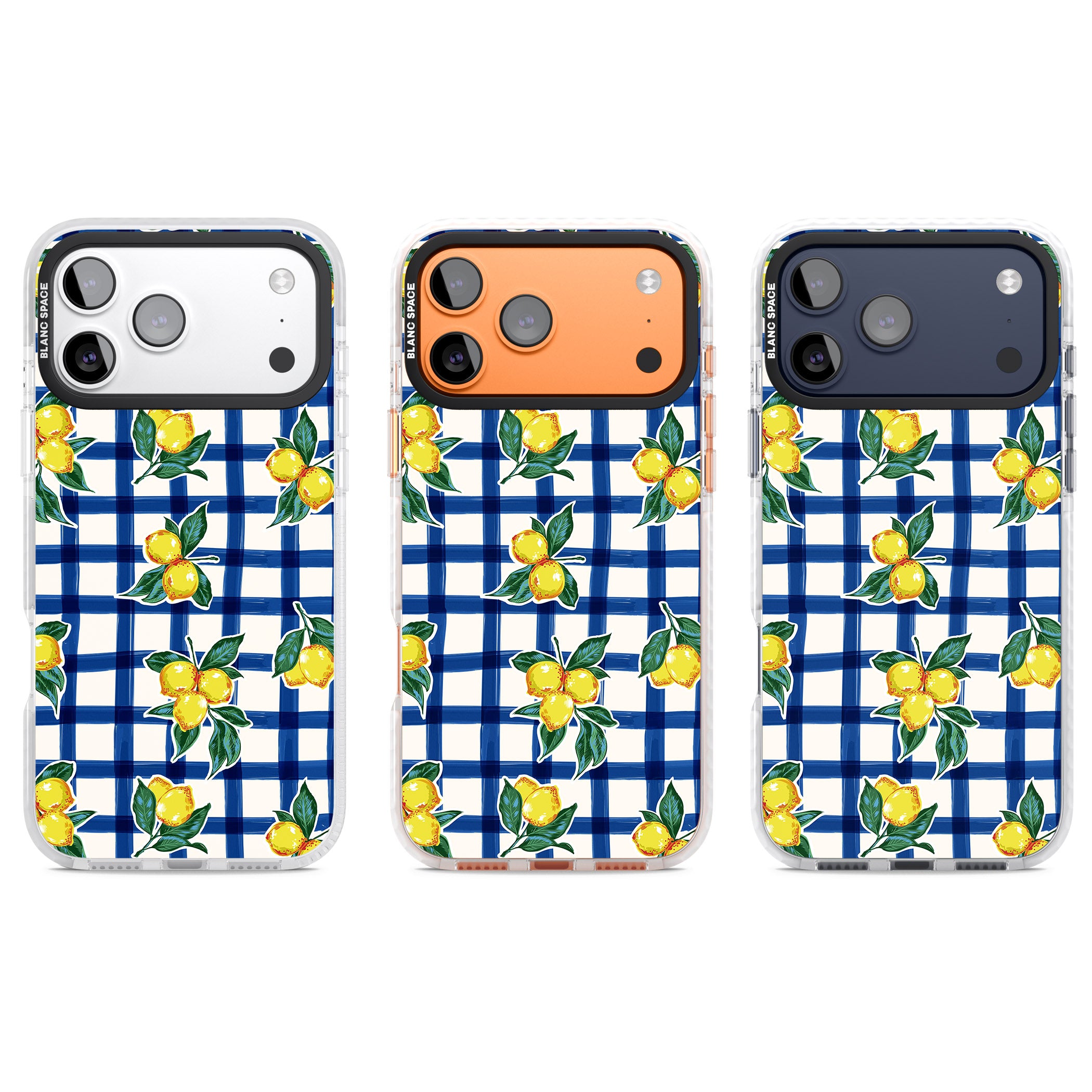 Lemon Gingham iPhone 17 Pro Impact Clear Phone Case APT Impact Protection