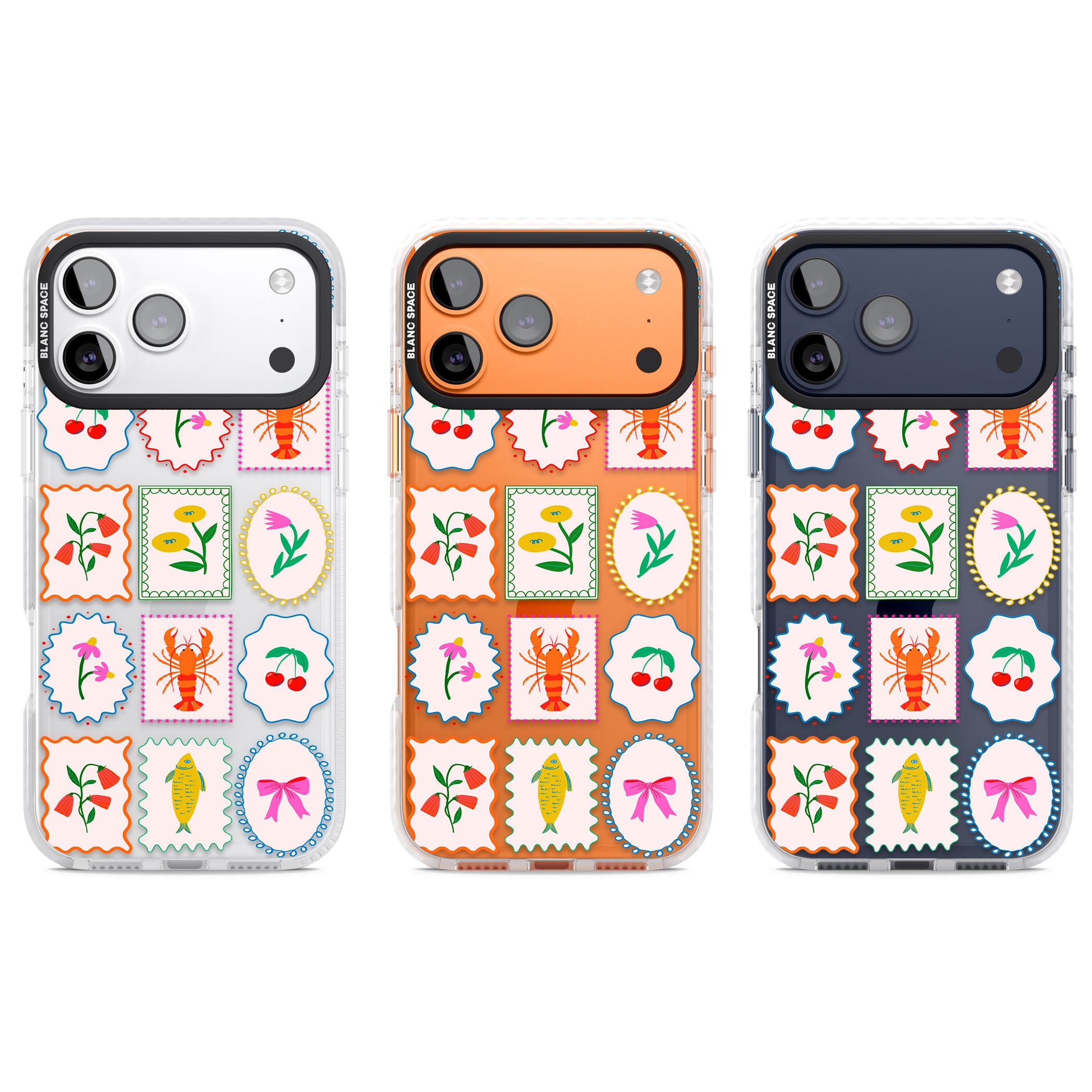 Floral Seafood Stamps iPhone 17 Pro Impact Clear Phone Case APT Impact Protection