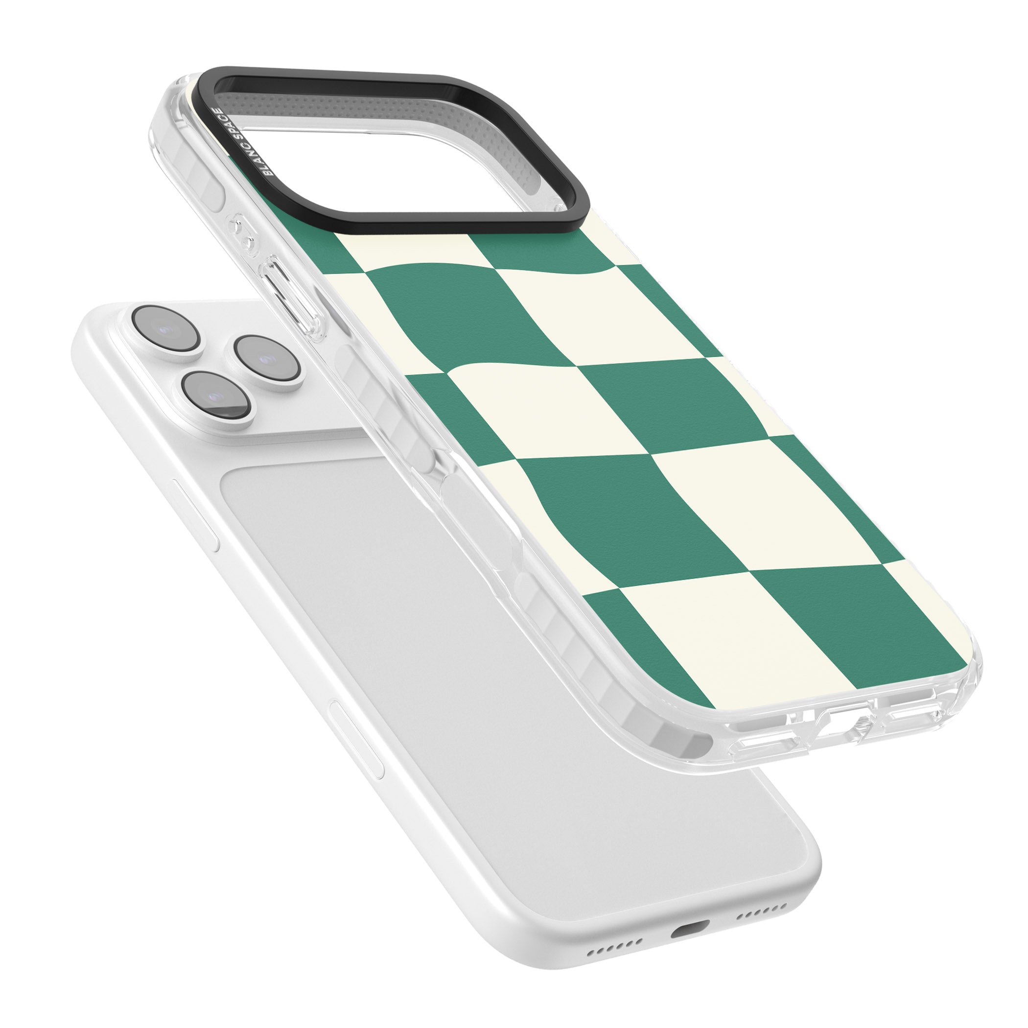Green & Cream Wavy Check iPhone 17 Pro Impact Clear Phone Case Colours
