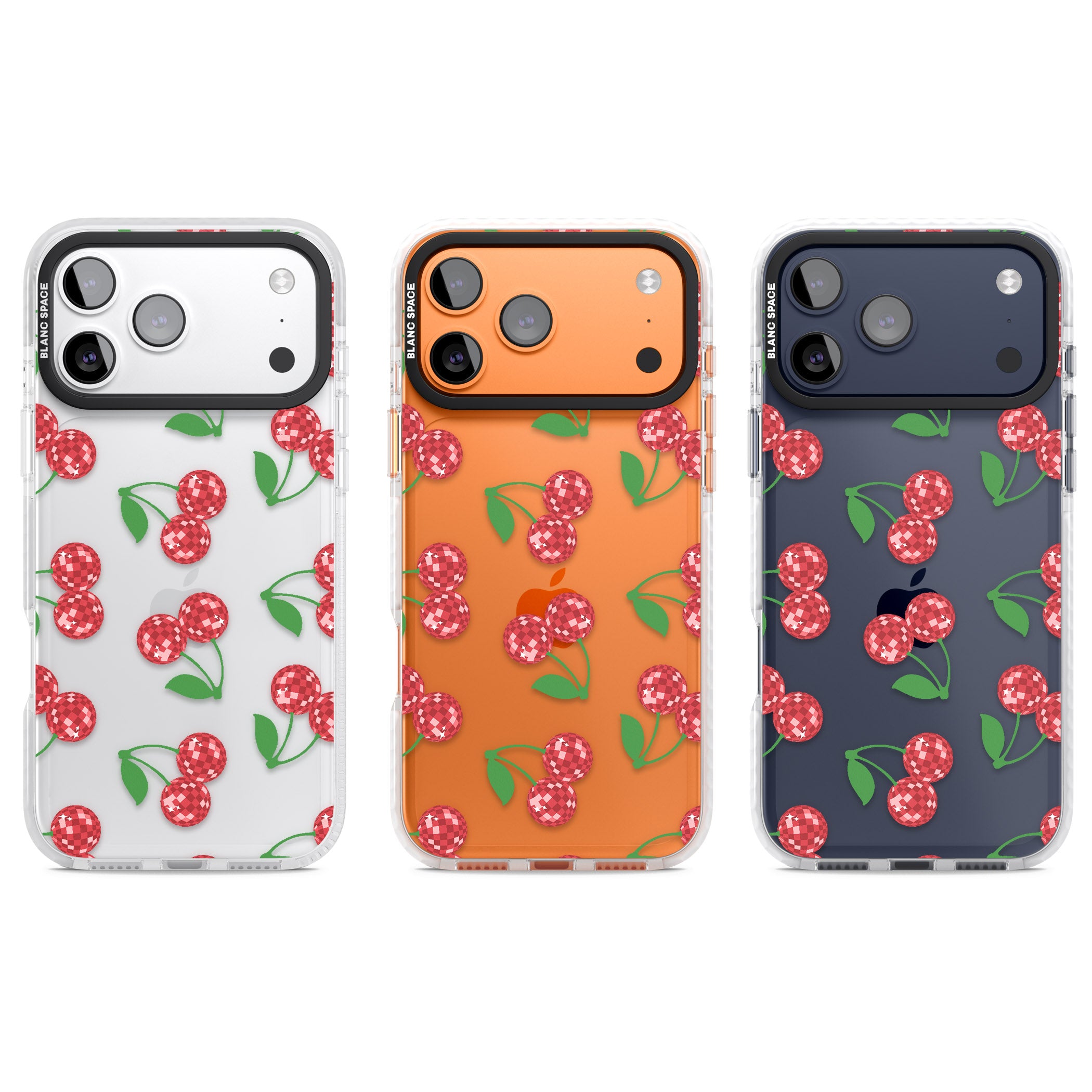 Disco Cherry Pattern iPhone 17 Pro Impact Clear Phone Case APT Impact Protection