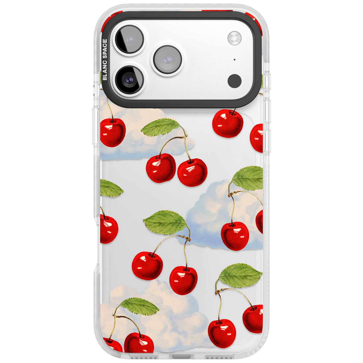 Vintage Cherries & Clouds iPhone 17 Pro Max Impact Clear Phone Case front