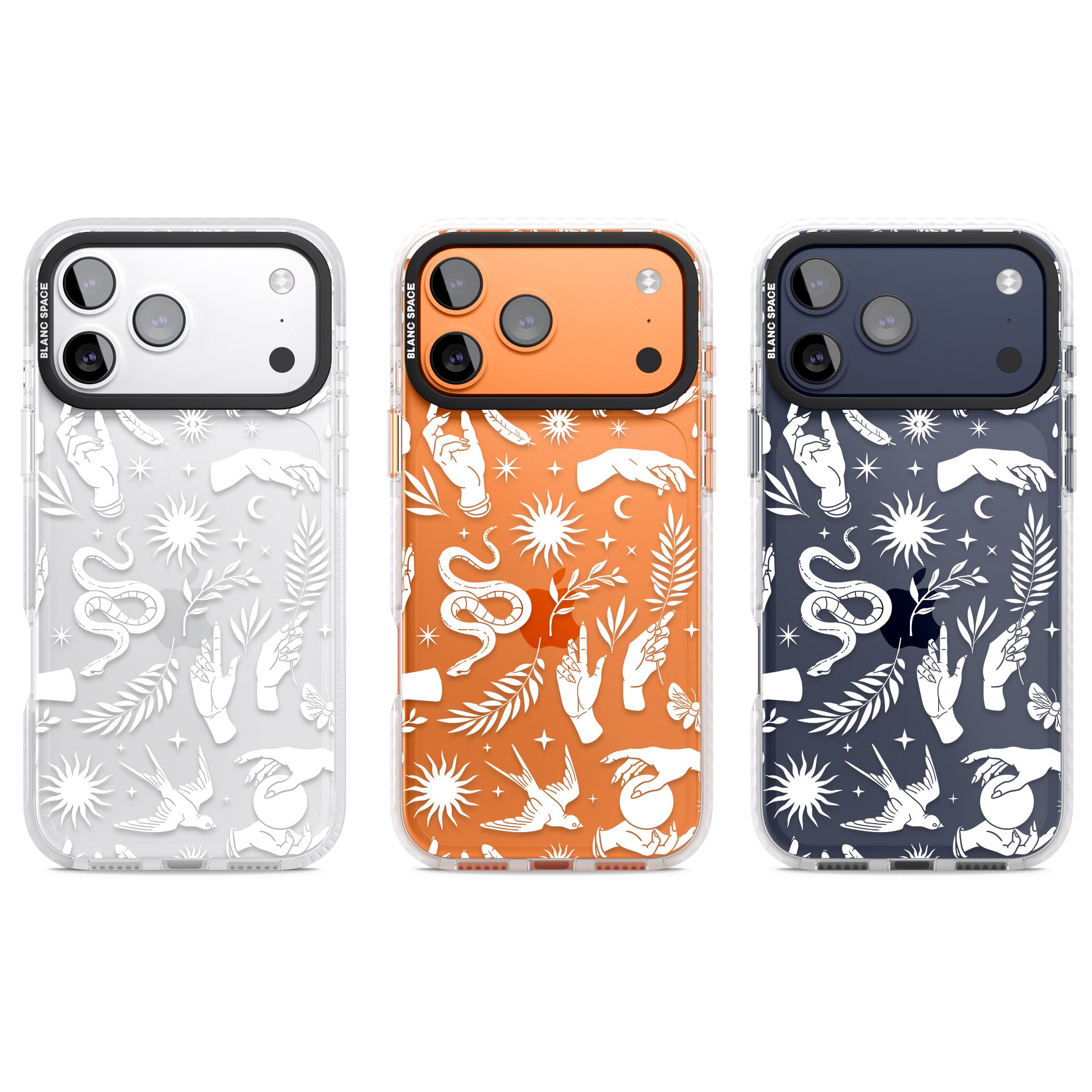 Celestial Pattern (White) iPhone 17 Pro Impact Clear Phone Case APT Impact Protection