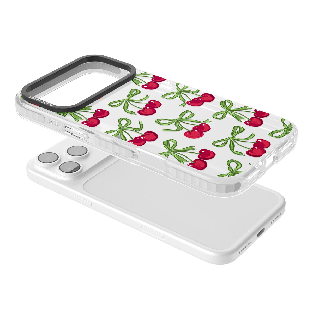 Cherry Bows iPhone 17 Pro Max Impact Clear Phone Case angled