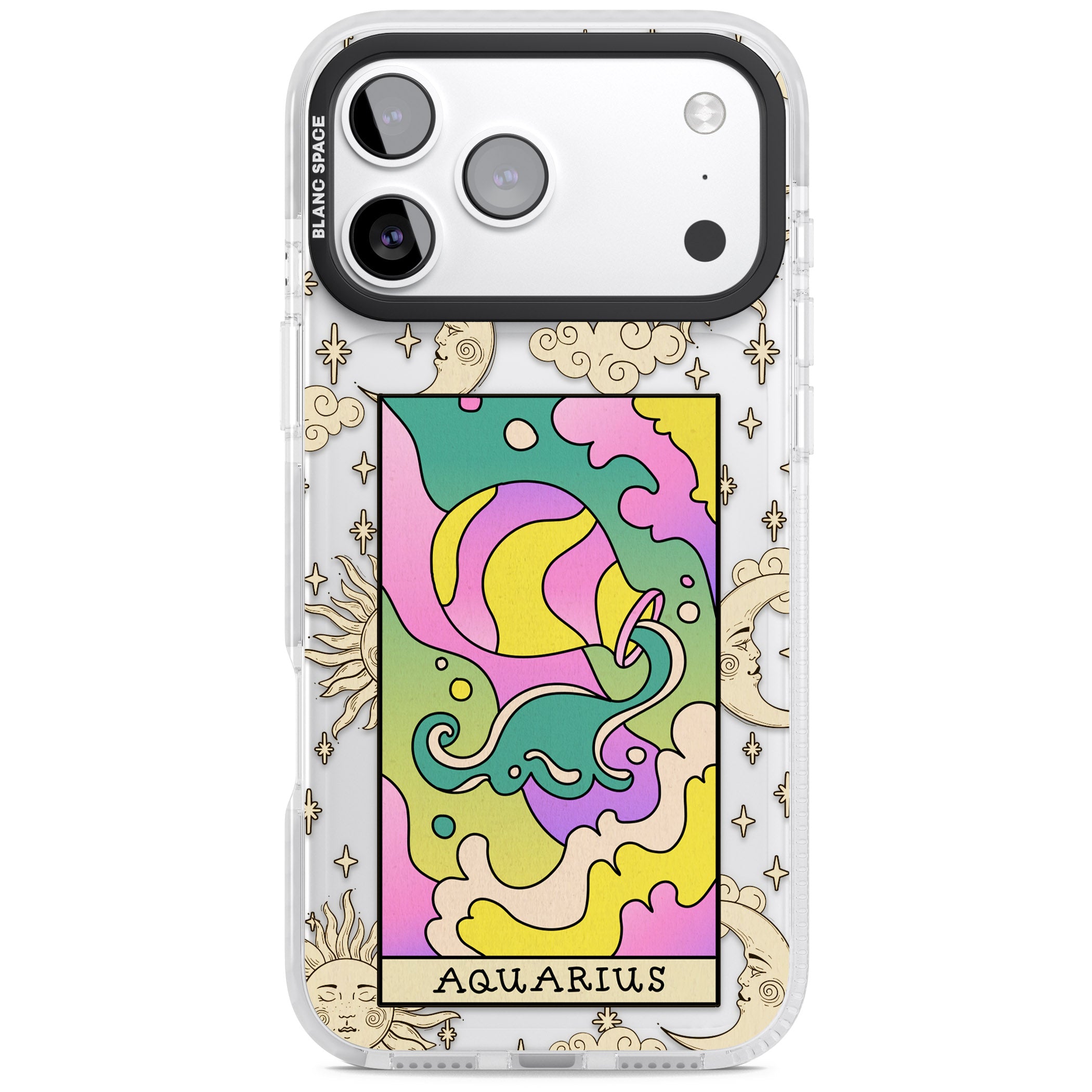 Celestial Zodiac Aquarius iPhone 17 Pro Impact Clear Phone Case