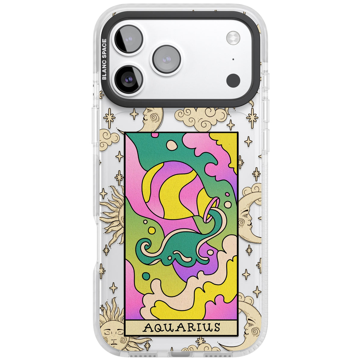 Celestial Zodiac Aquarius iPhone 17 Pro Max Impact Clear Phone Case front