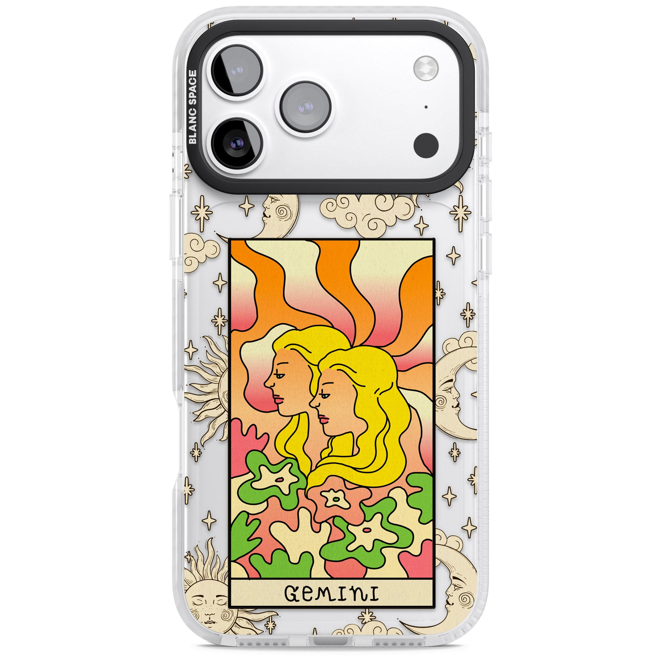 Celestial Zodiac Gemini iPhone 17 Pro Impact Clear Phone Case