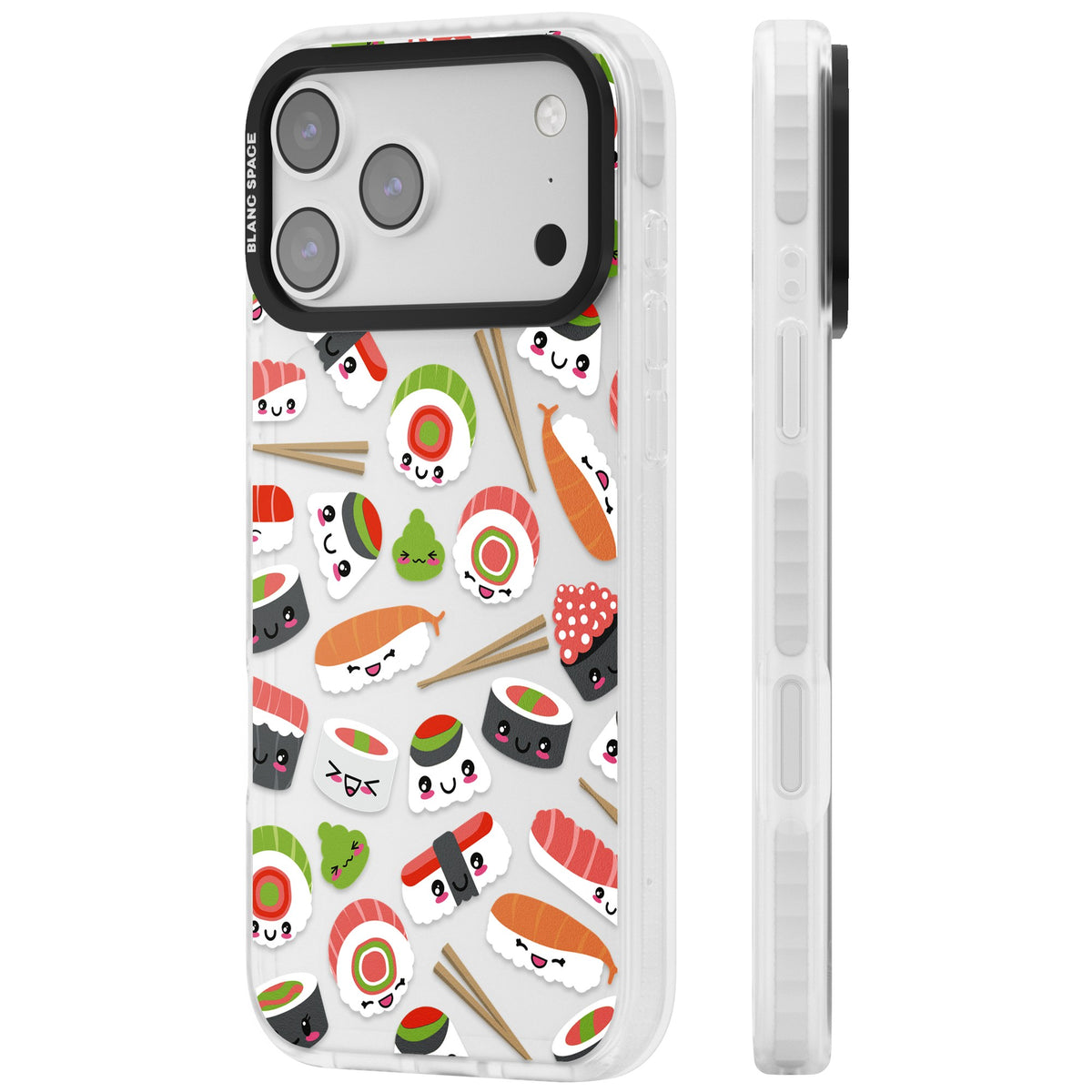 Kawaii Sushi Party iPhone 17 Pro Max Impact Clear Phone Case side