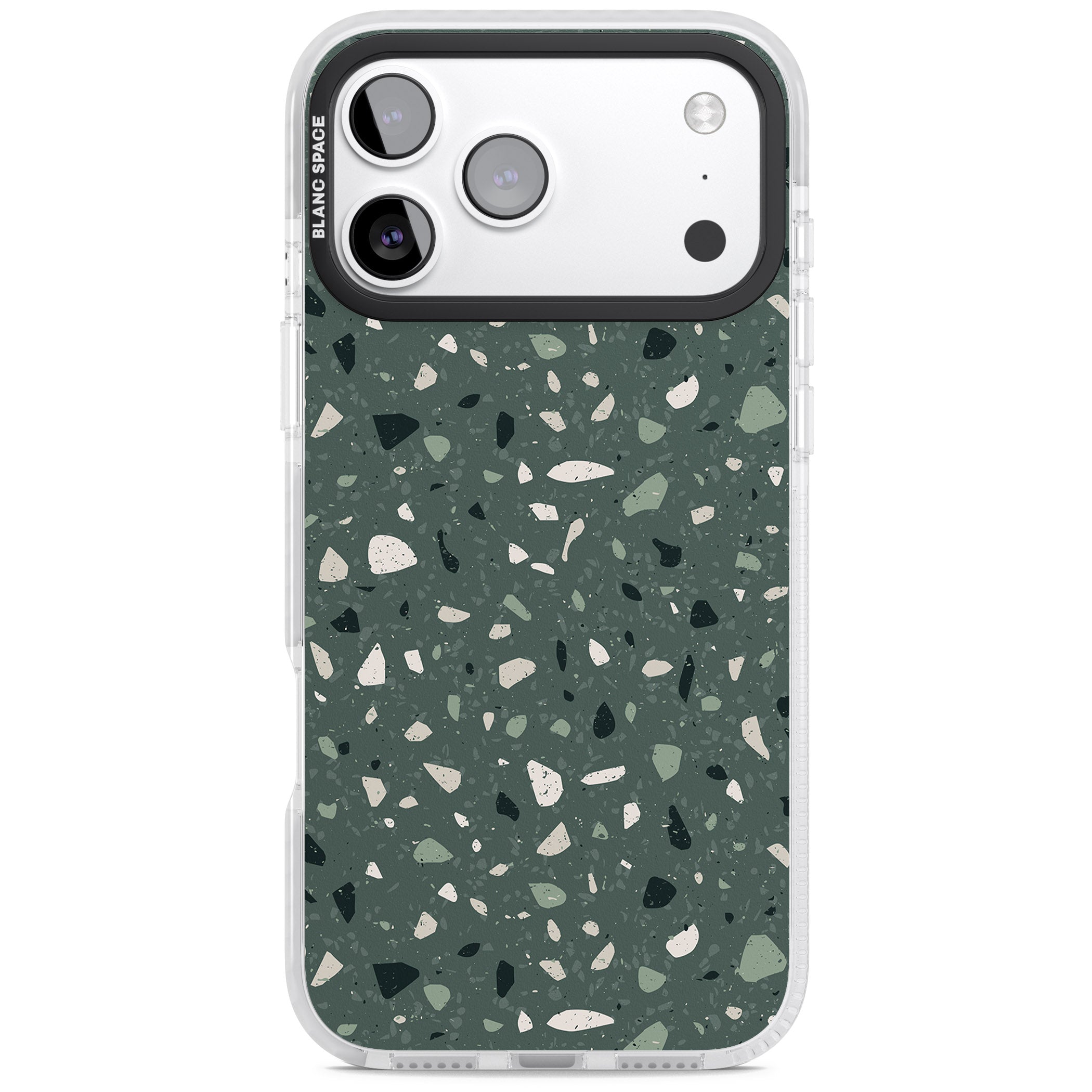 Green & Cream Terrazzo Pattern iPhone 17 Pro Impact Clear Phone Case