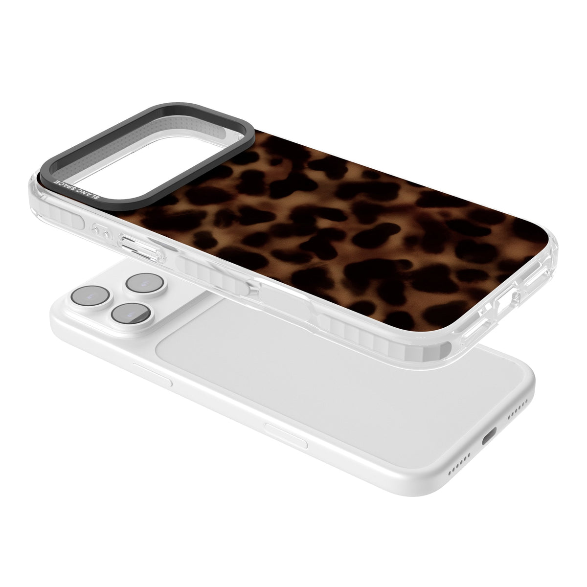 Dark Tortoise Shell old money iPhone case featuring a dark tortoiseshell pattern with amber and black animal print tones iPhone 17 Pro Max Impact Clear Phone Case angled