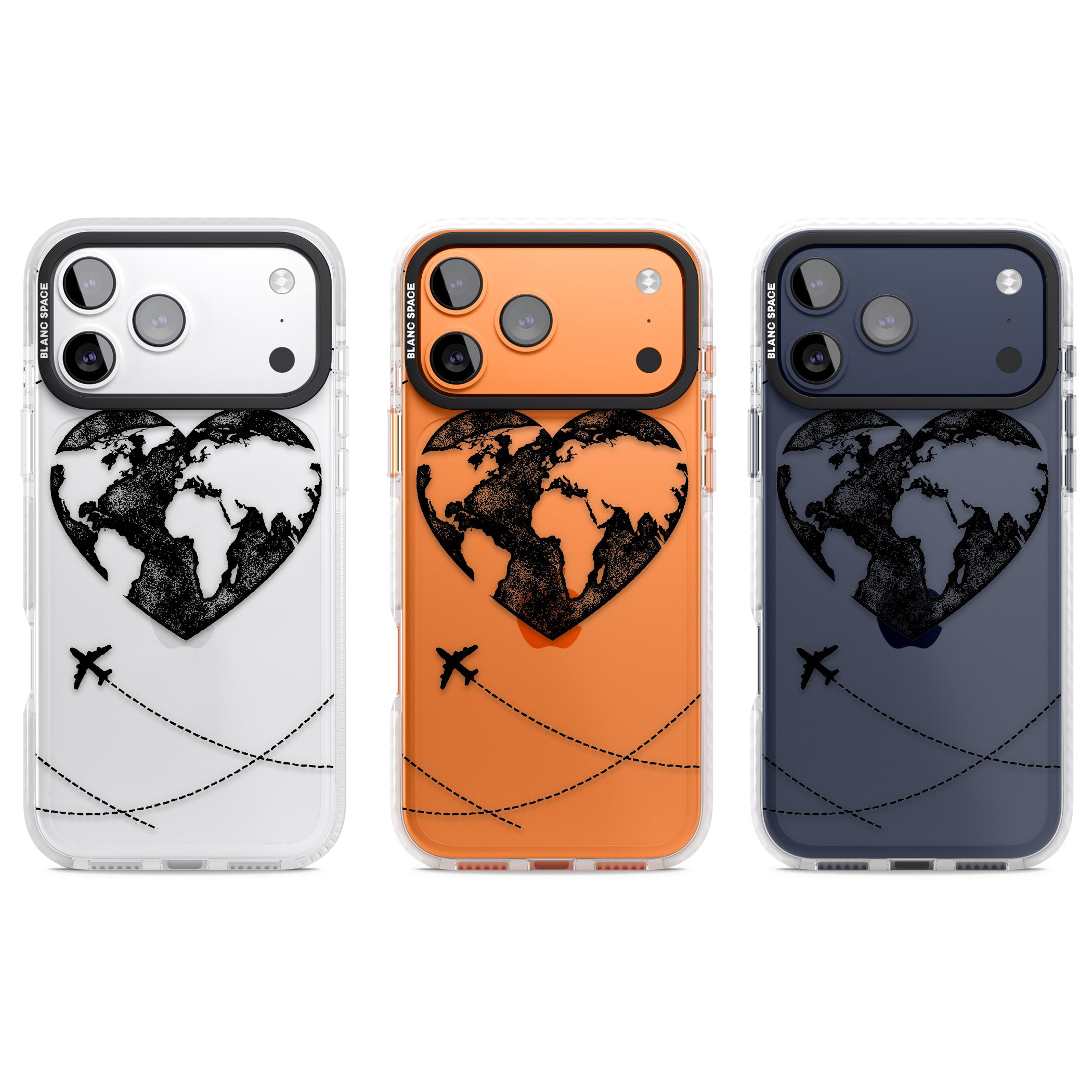 Globe Heart iPhone 17 Pro Impact Clear Phone Case APT Impact Protection