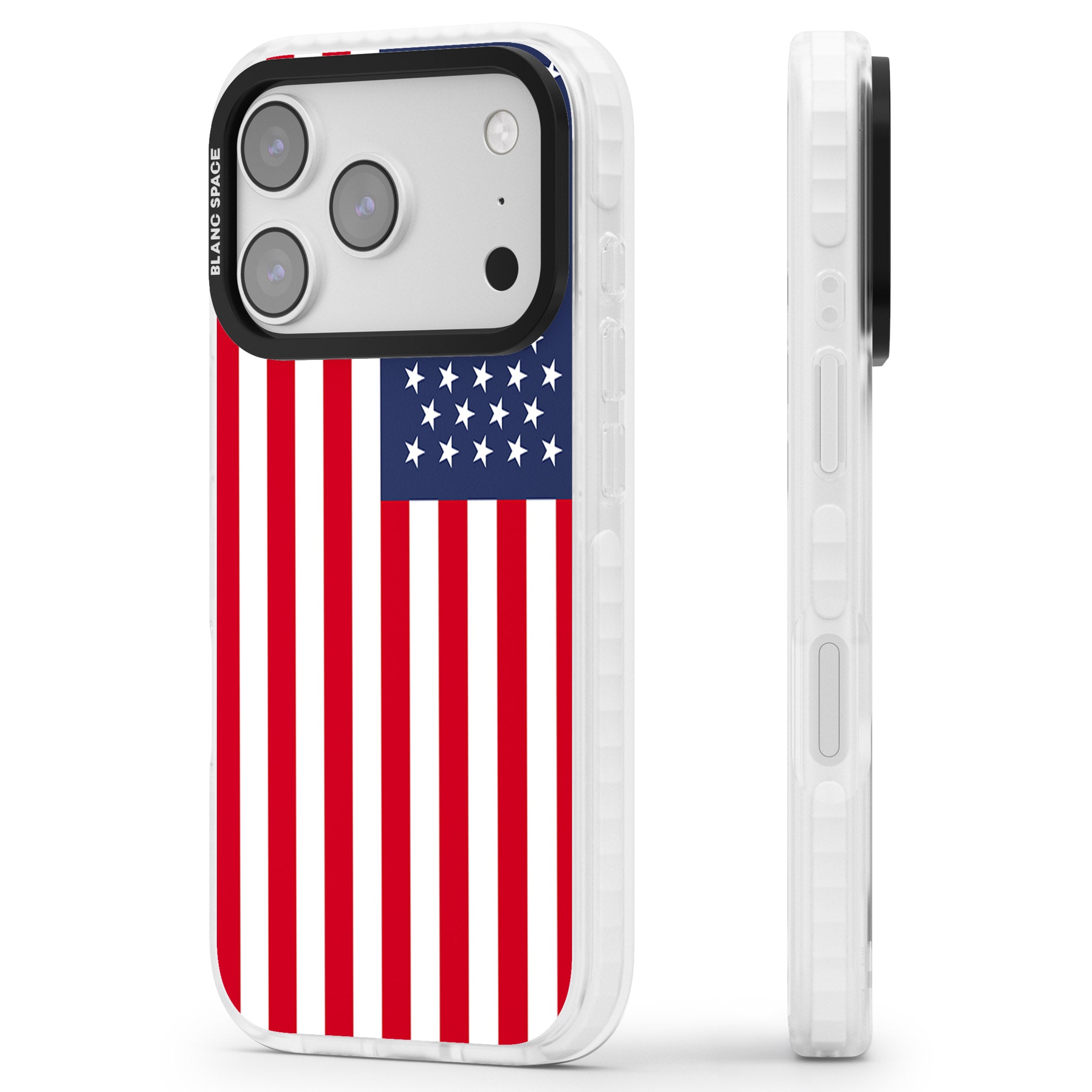 American Flag iPhone 17 Pro Impact Clear Phone Case Side Profile
