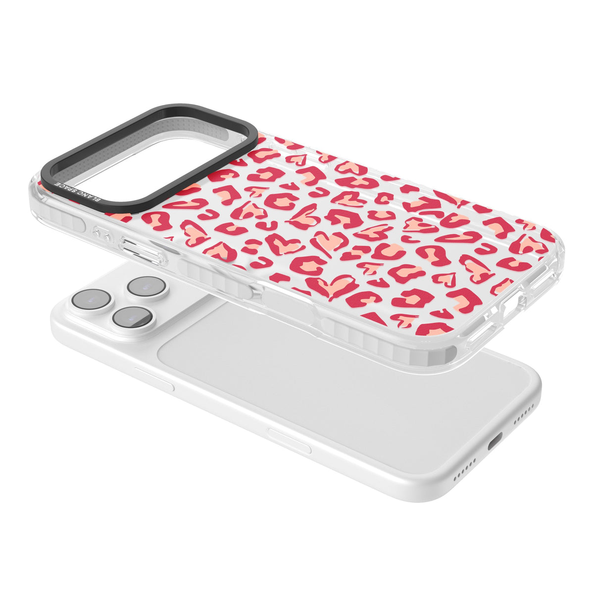 Heart Leopard Print iPhone 17 Pro Max Impact Clear Phone Case angled